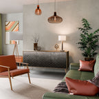 TESSELATED GRAYISH 3-Door Sideboard in Oak Effect