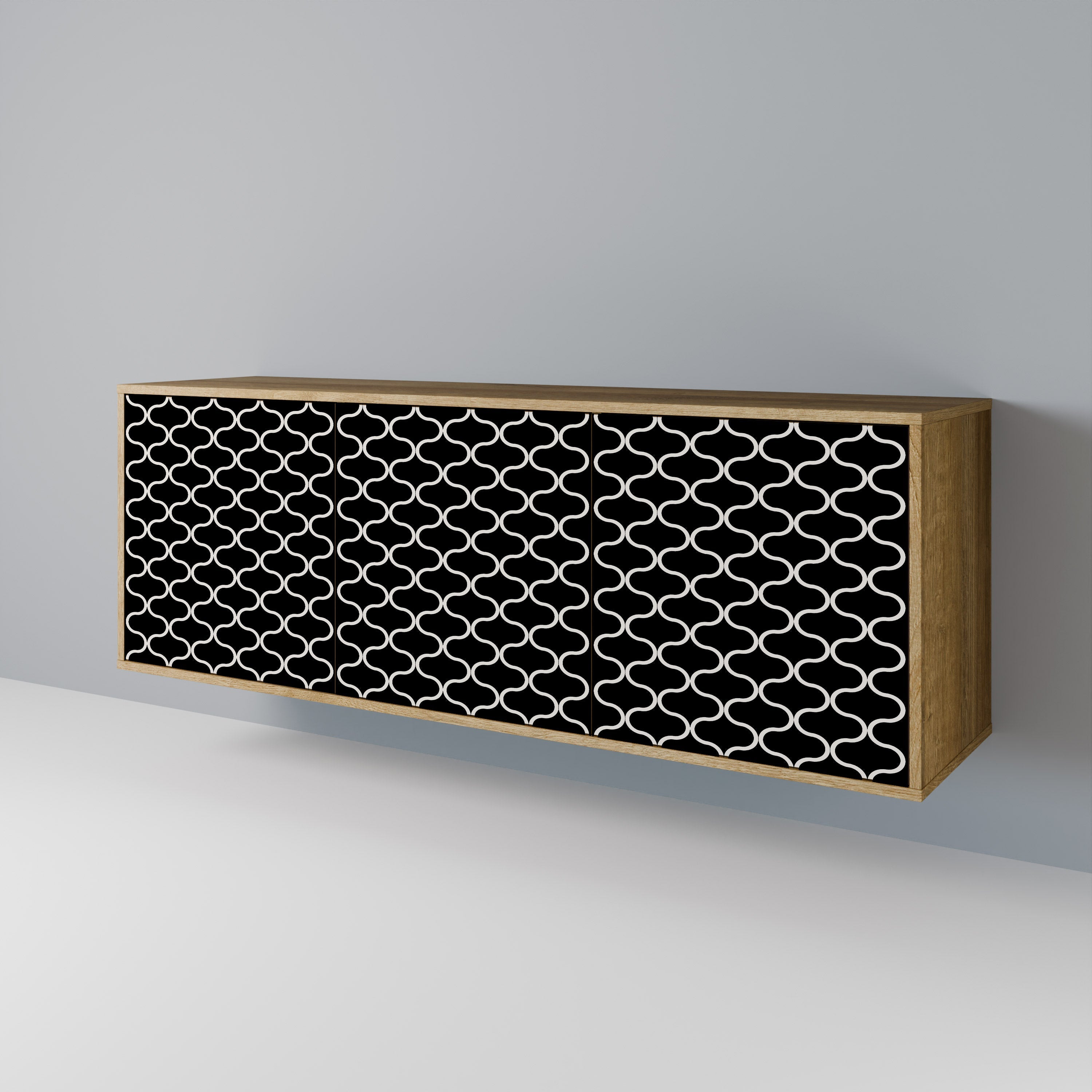 TESSELATED BLACKNESS 3-türiges Sideboard in Eichenoptik