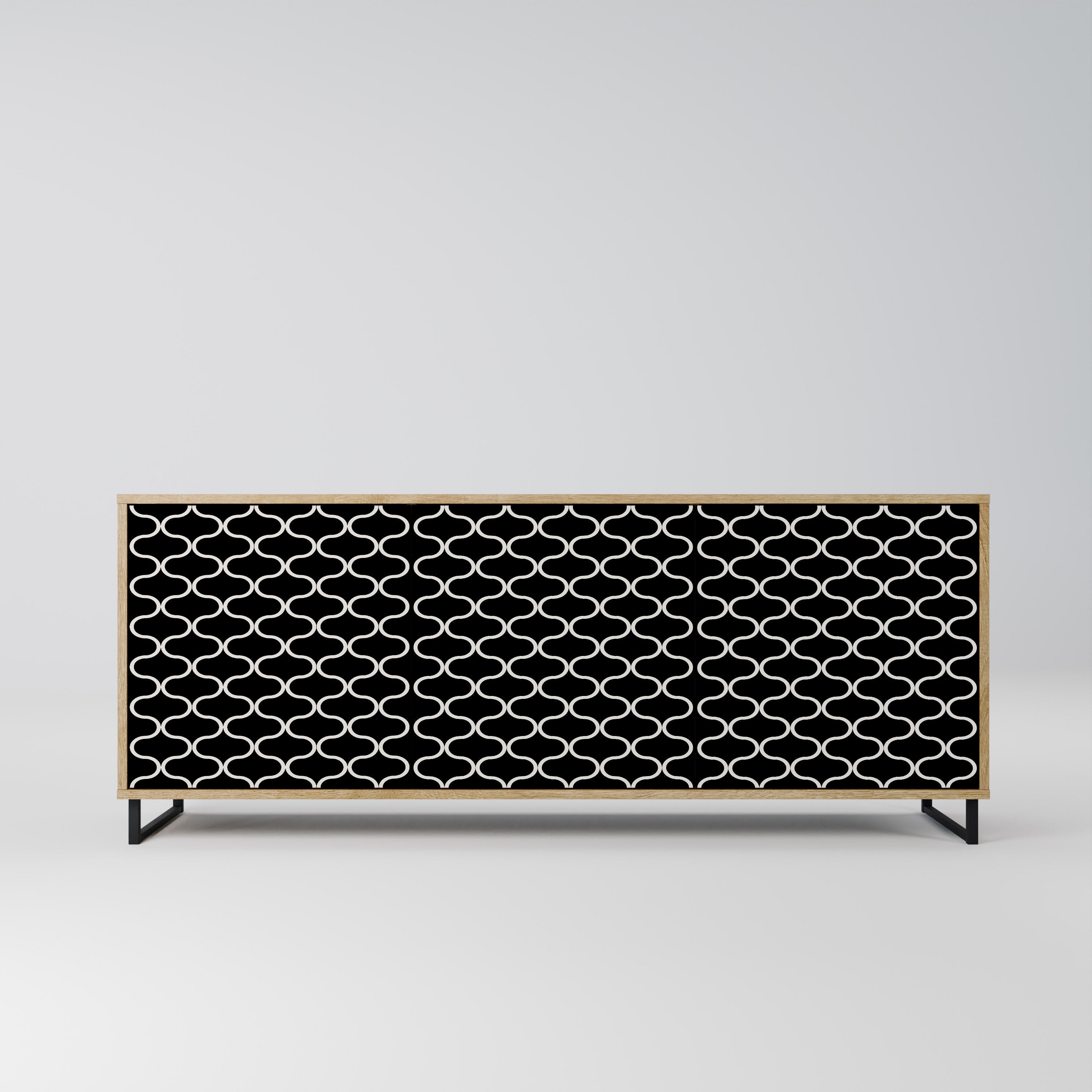 TESSELATED BLACKNESS 3-türiges Sideboard in Eichenoptik