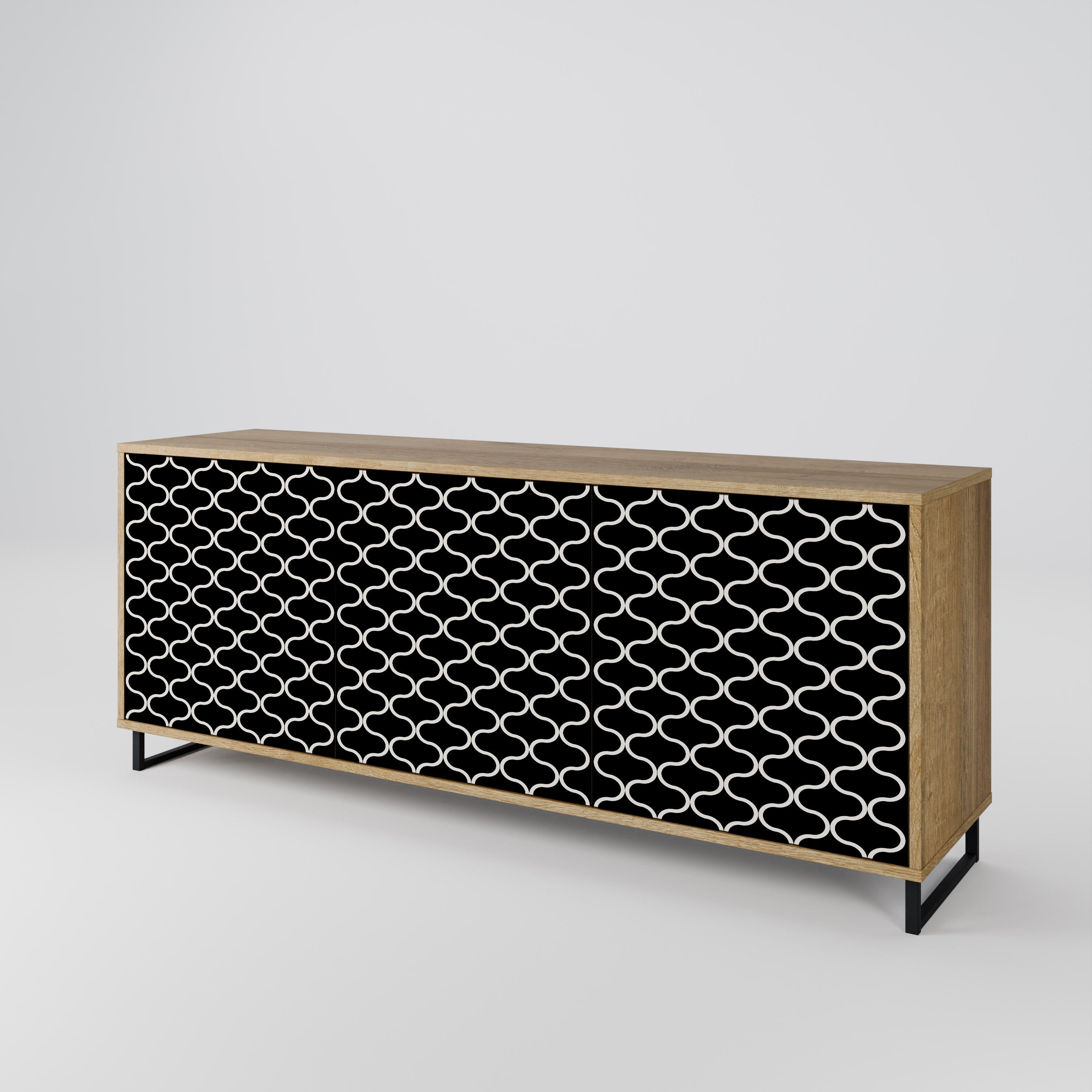 TESSELATED BLACKNESS 3-türiges Sideboard in Eichenoptik