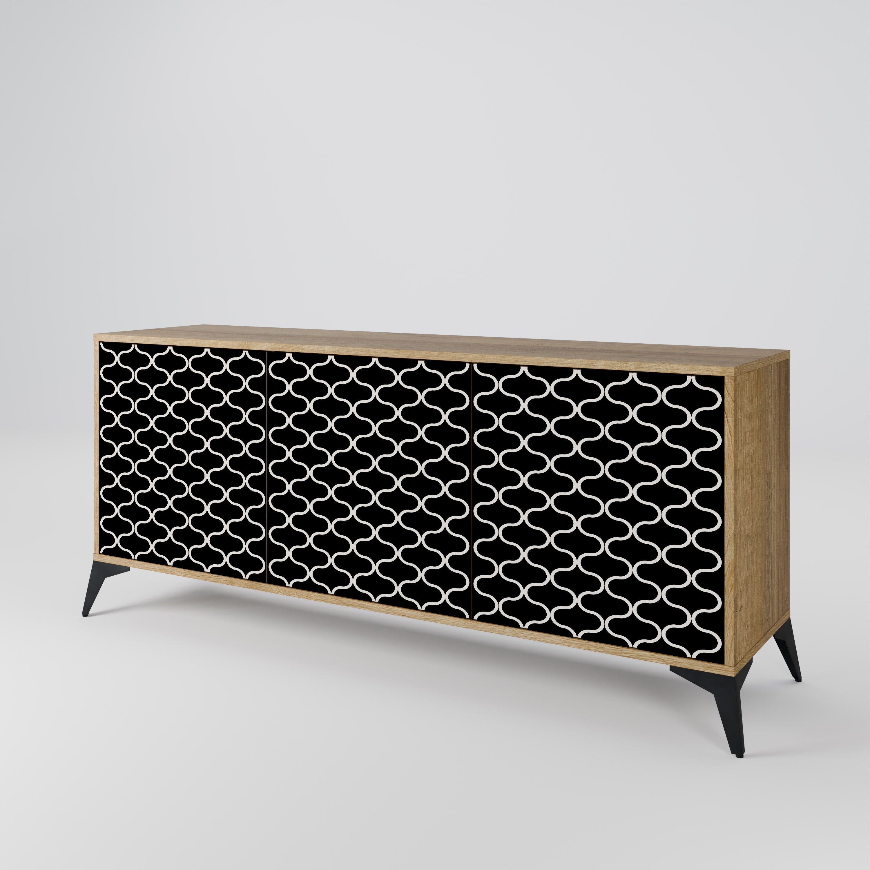 TESSELATED BLACKNESS 3-türiges Sideboard in Eichenoptik
