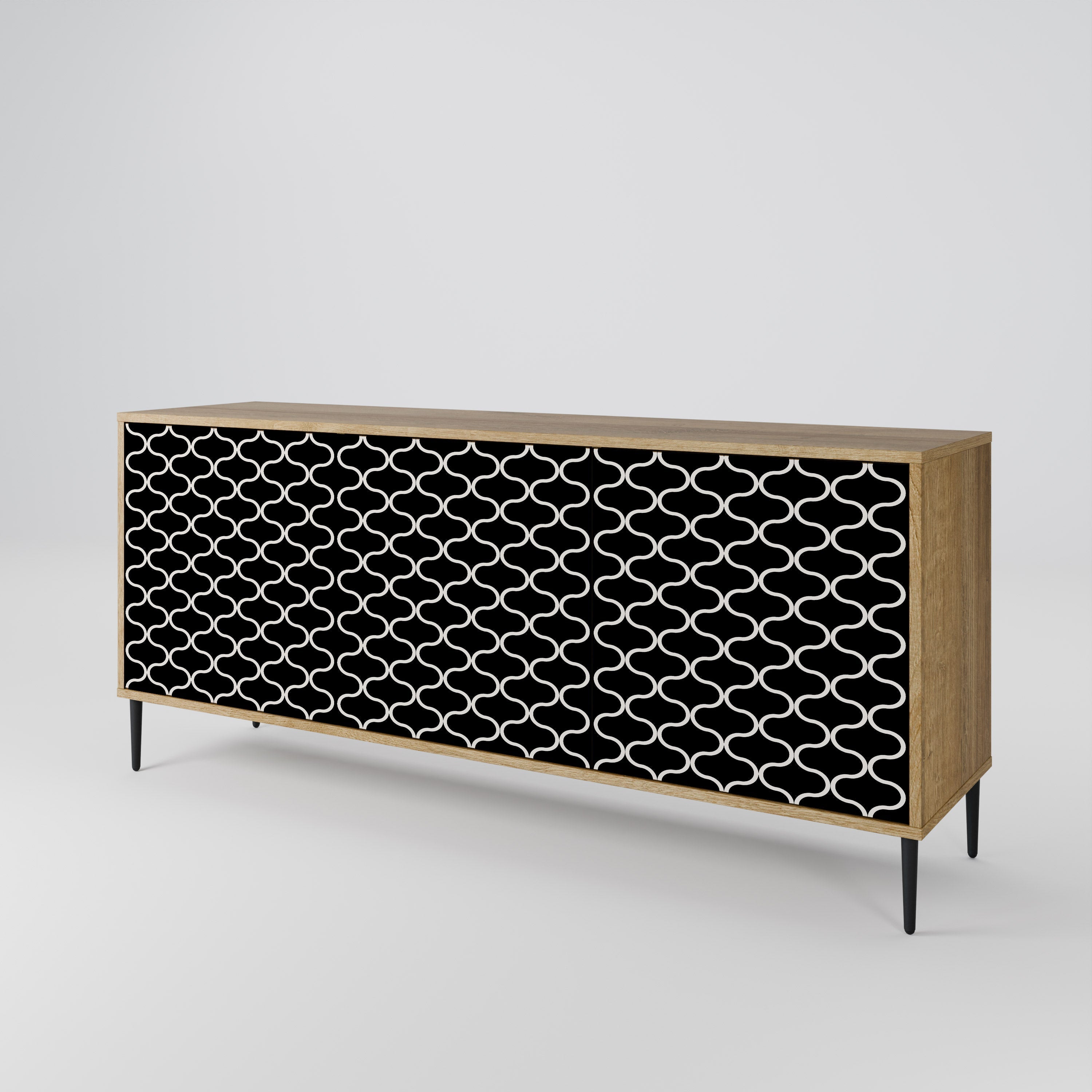 TESSELATED BLACKNESS 3-türiges Sideboard in Eichenoptik