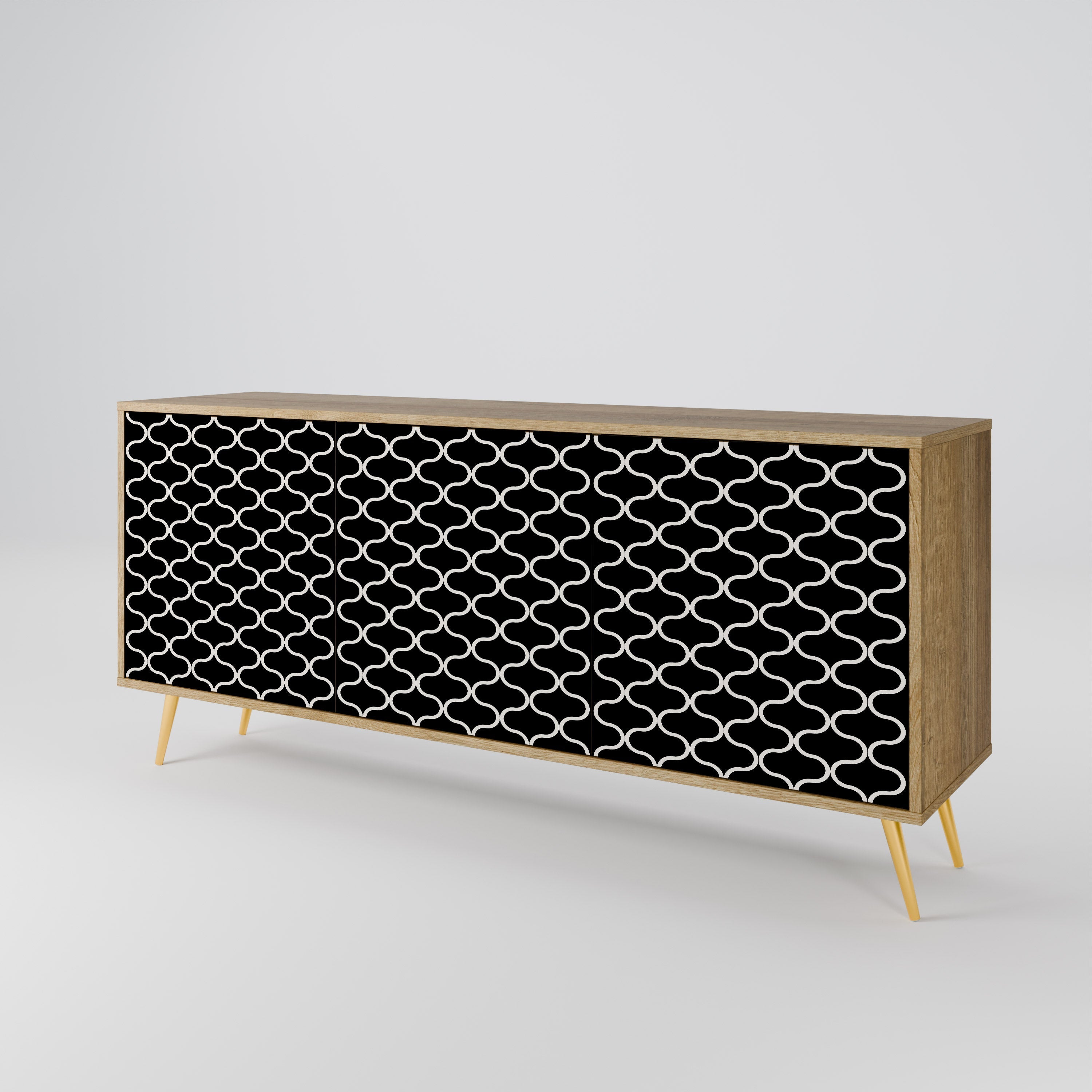TESSELATED BLACKNESS 3-türiges Sideboard in Eichenoptik