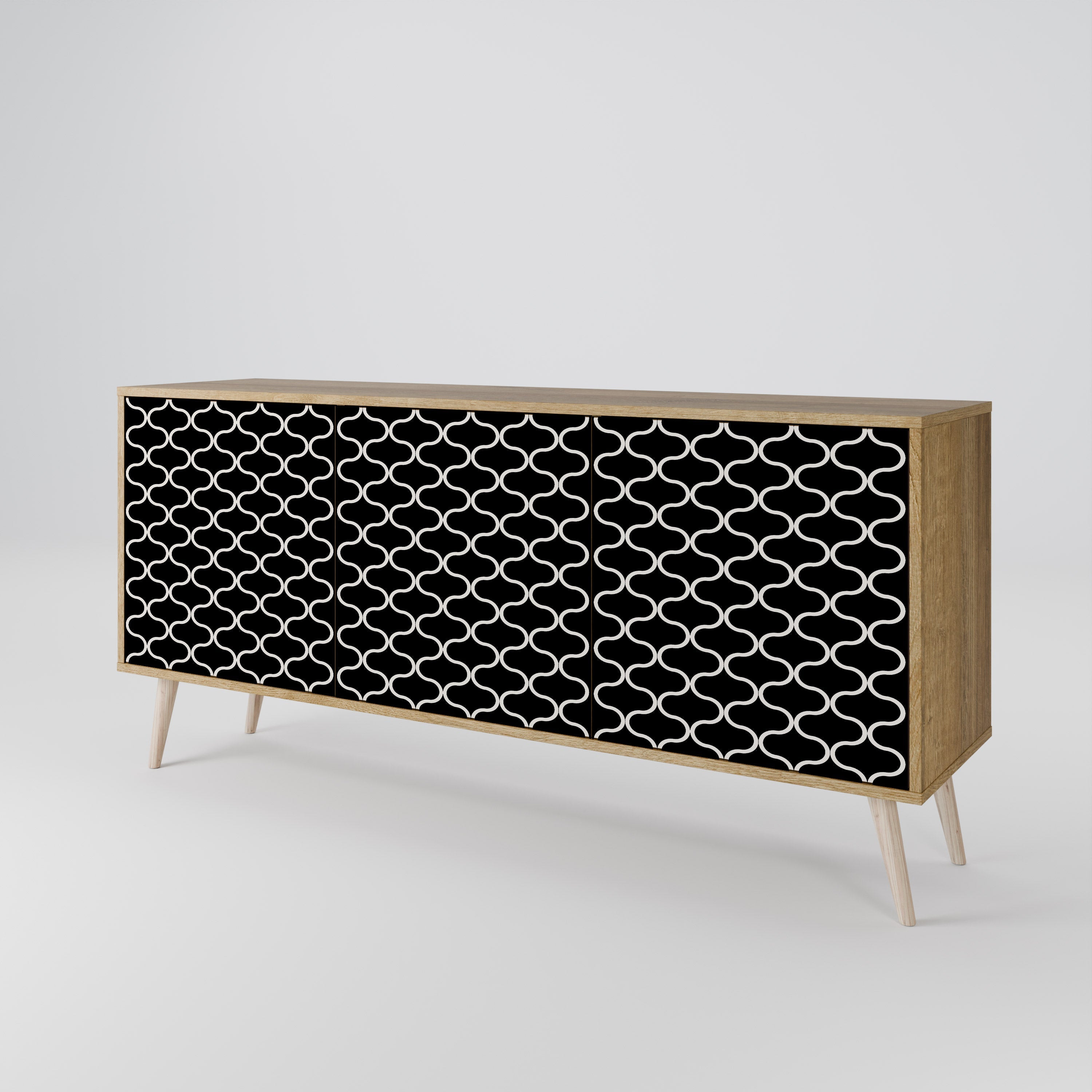 TESSELATED BLACKNESS 3-türiges Sideboard in Eichenoptik
