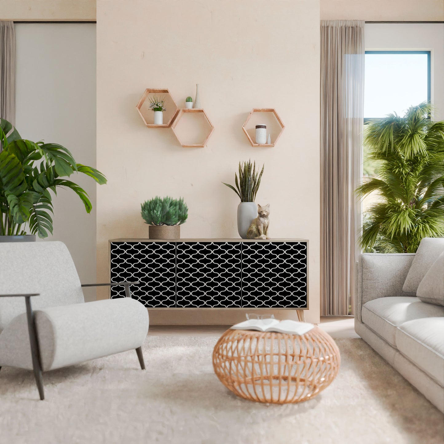 TESSELATED BLACKNESS 3-türiges Sideboard