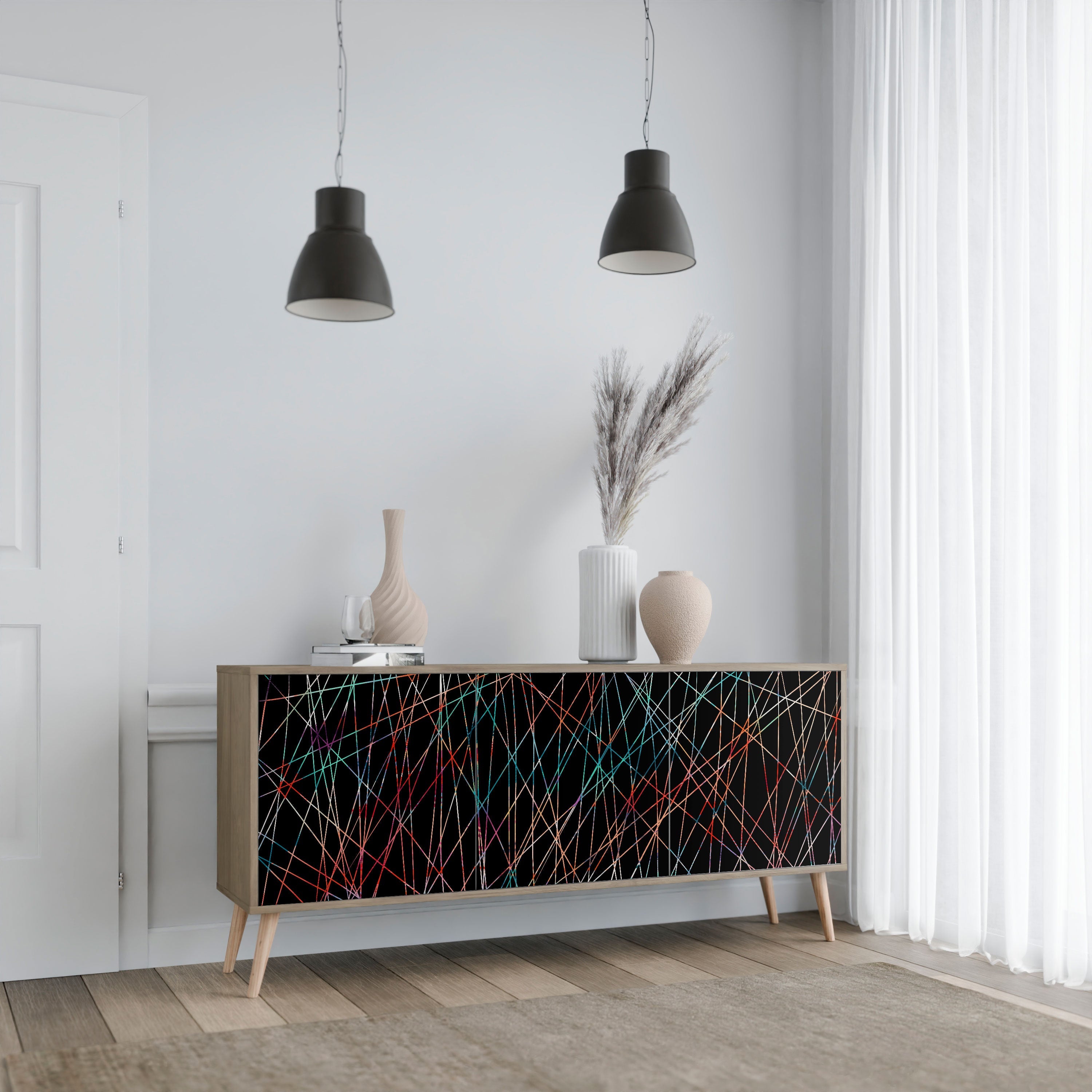 LUMINOUS SNARE 3-türiges Sideboard in Eichenoptik