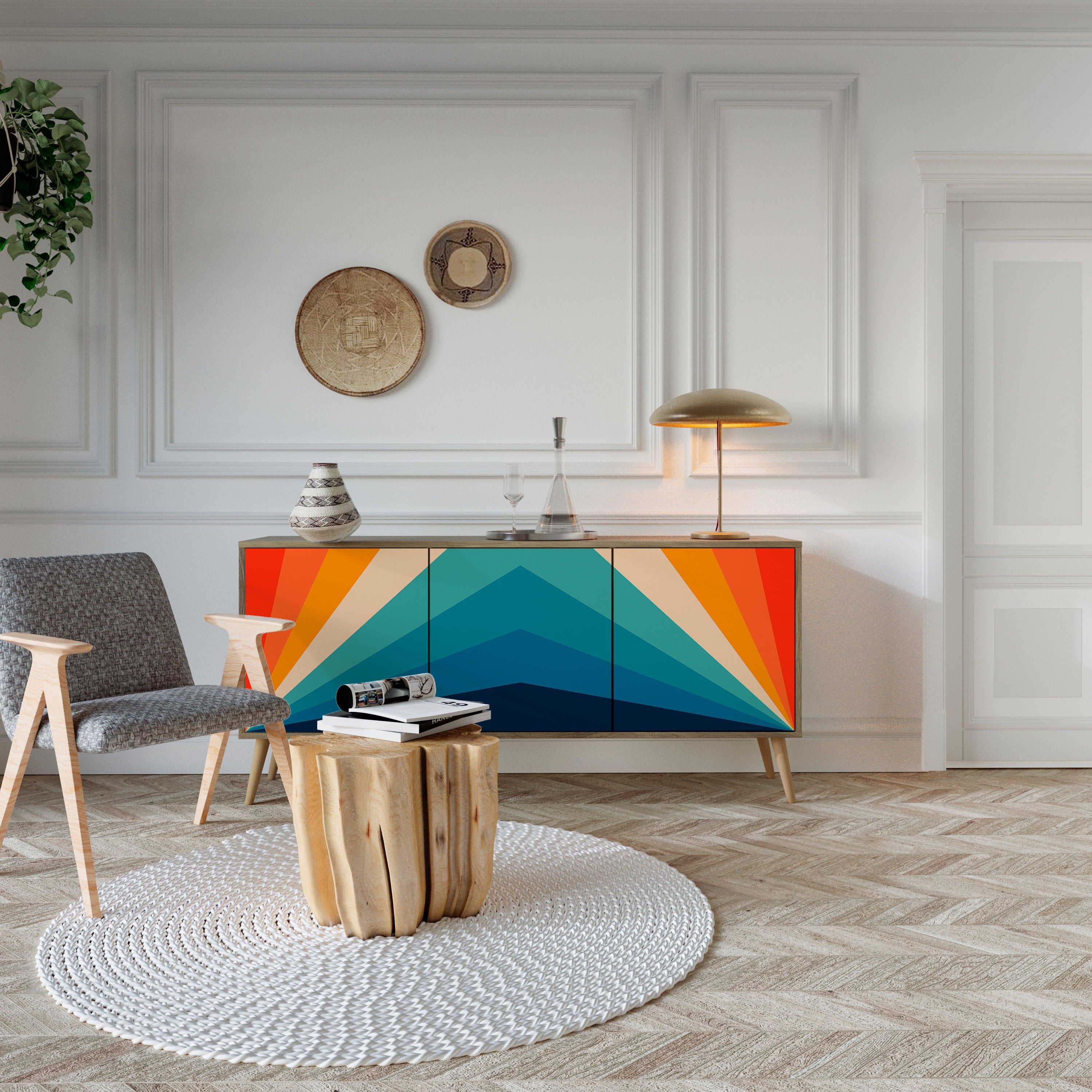 PRISM CONCUSSION 3-türiges Sideboard in Eichenoptik
