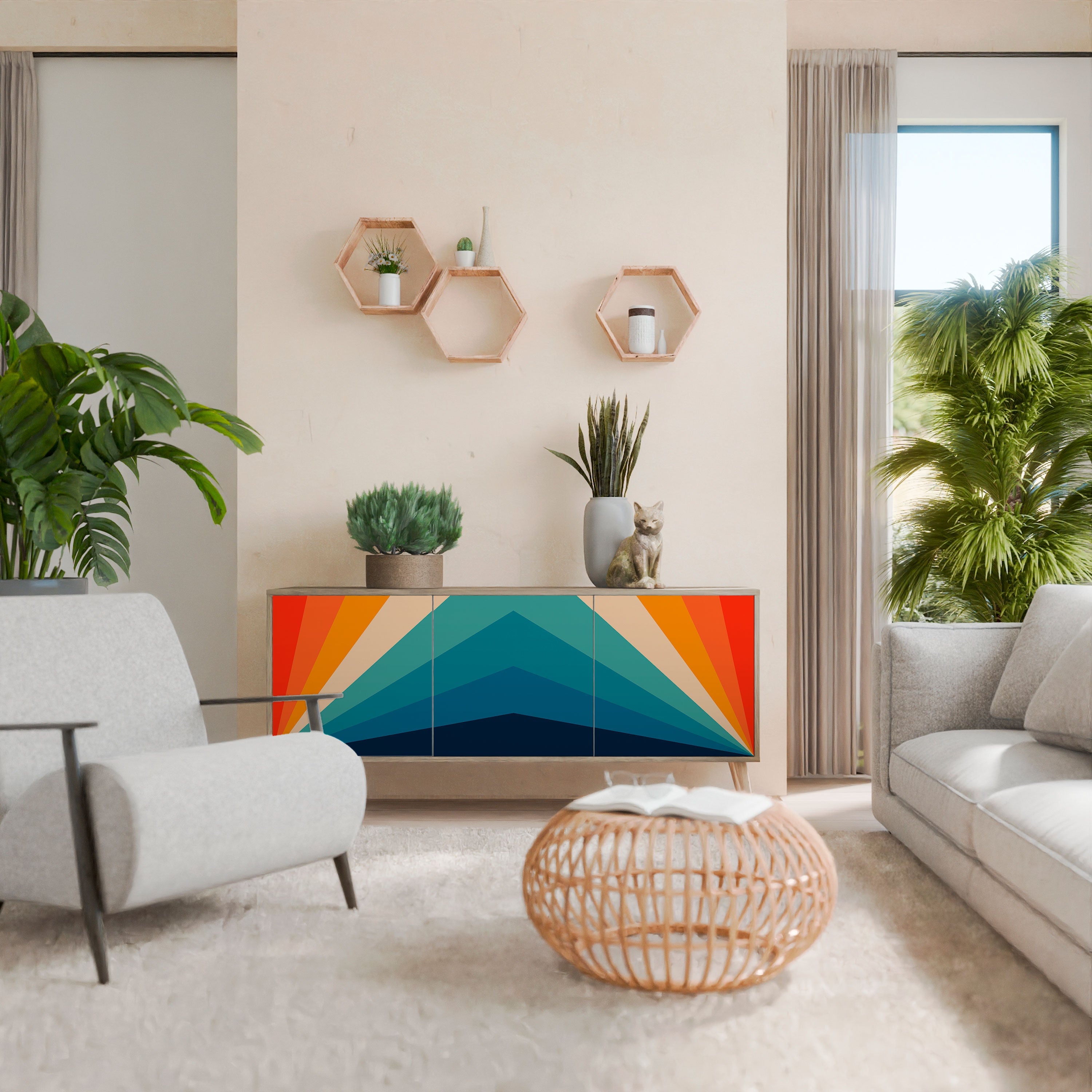 PRISM CONCUSSION 3-türiges Sideboard in Eichenoptik