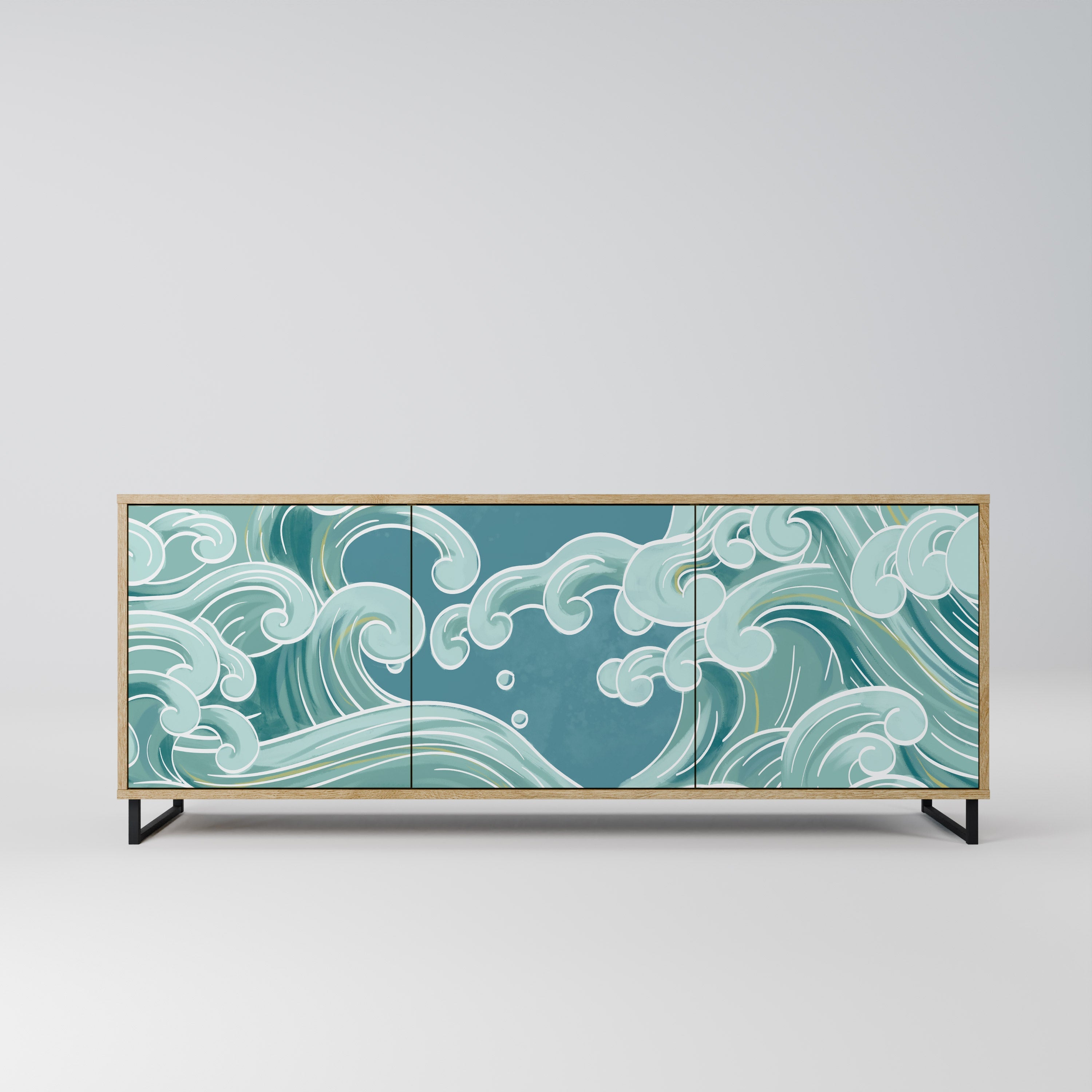 ASIAN SWAY 3-türiges Sideboard in Eichenoptik