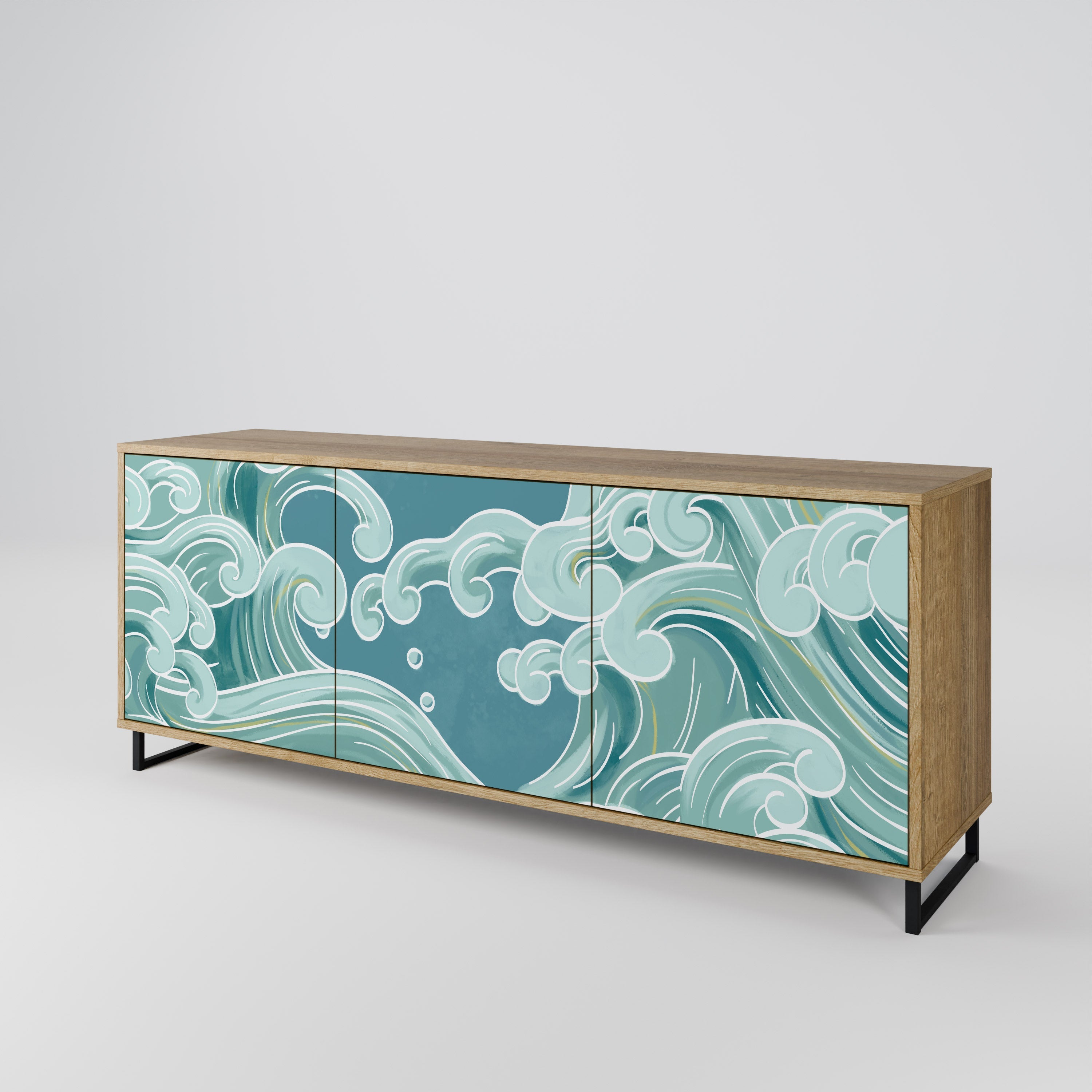 ASIAN SWAY 3-türiges Sideboard in Eichenoptik