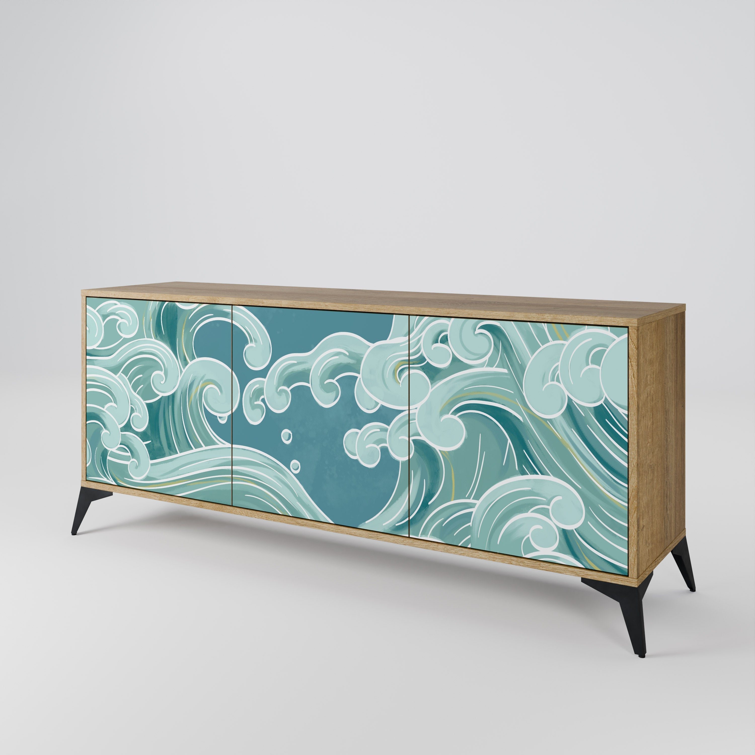 ASIAN SWAY 3-türiges Sideboard in Eichenoptik