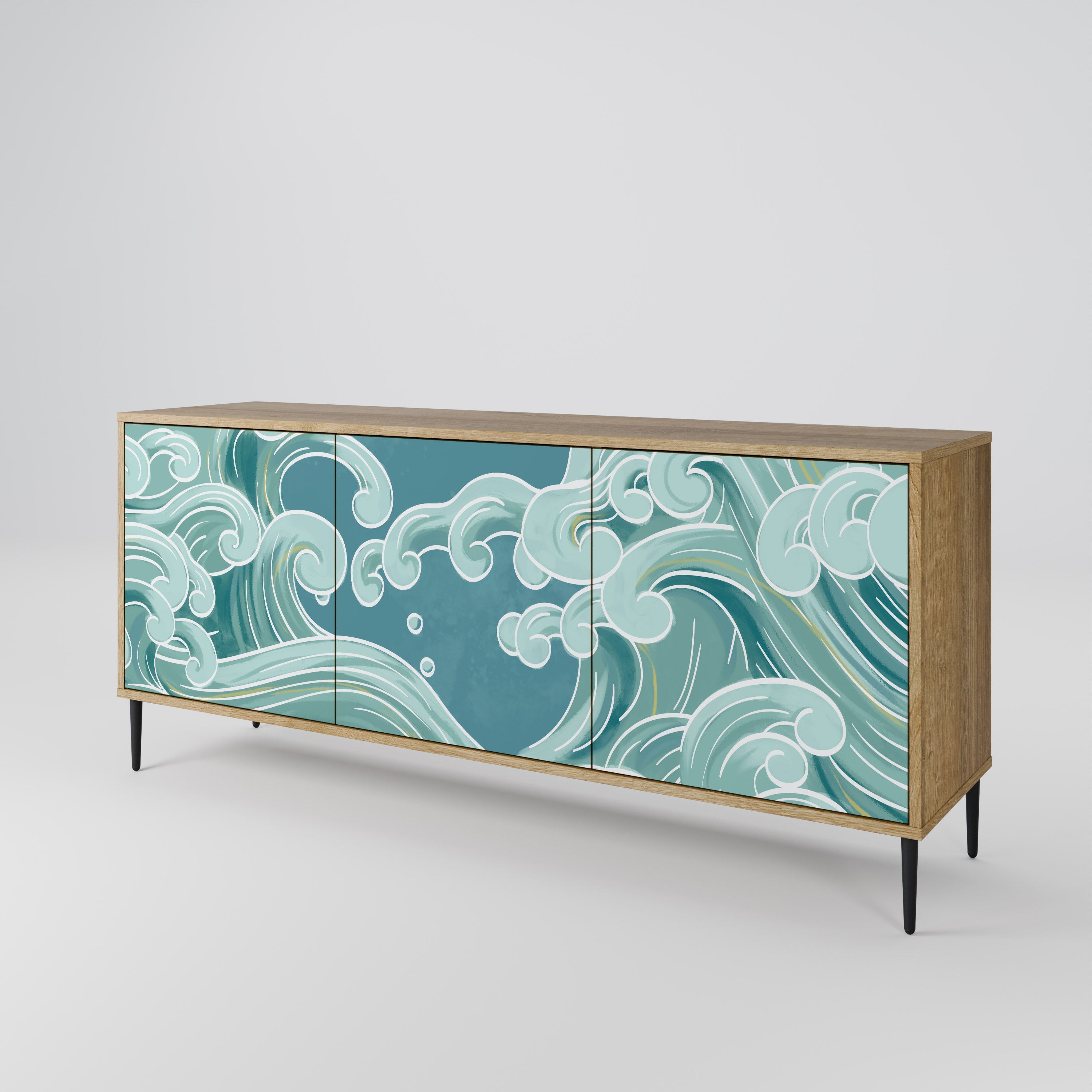 ASIAN SWAY 3-türiges Sideboard in Eichenoptik