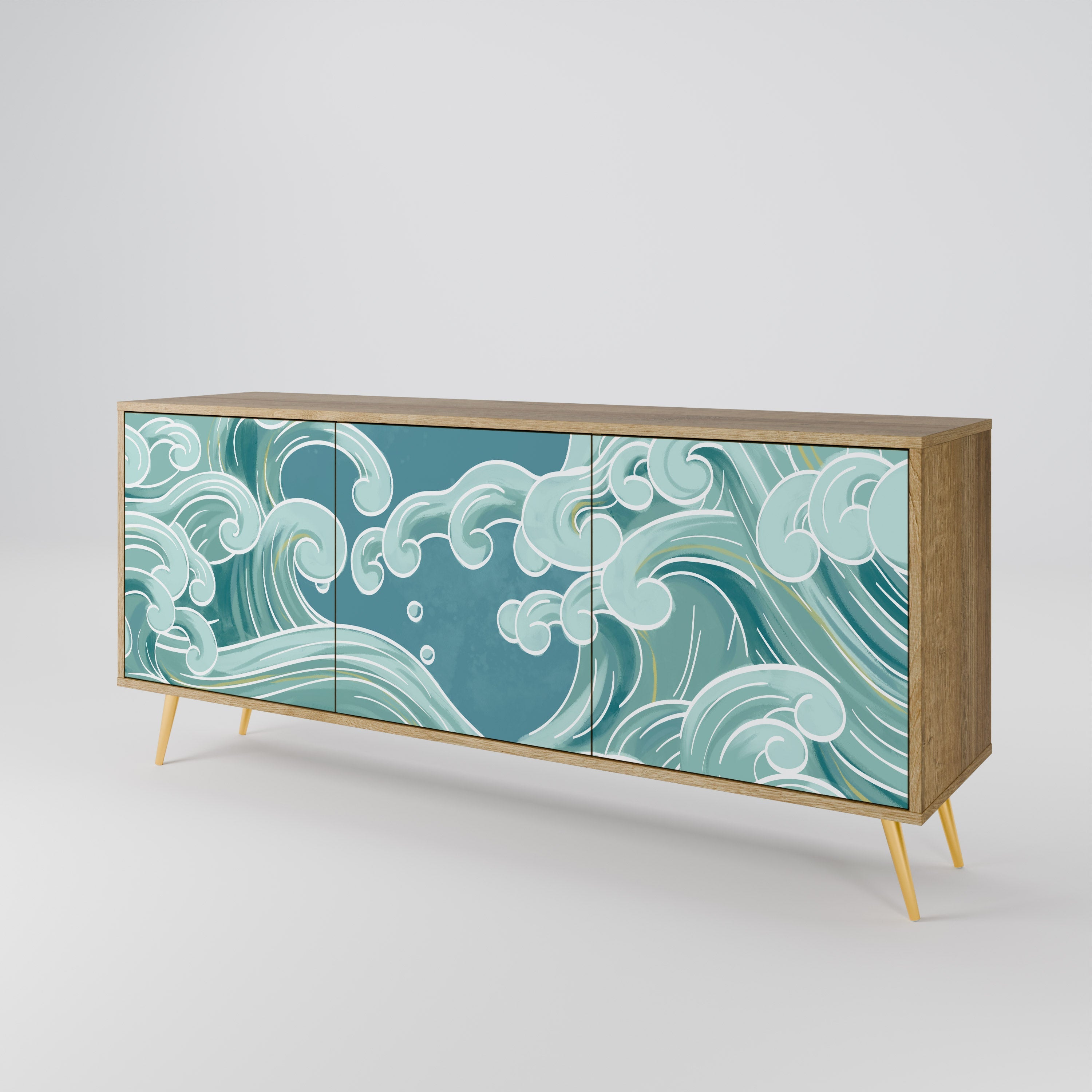 ASIAN SWAY 3-türiges Sideboard in Eichenoptik