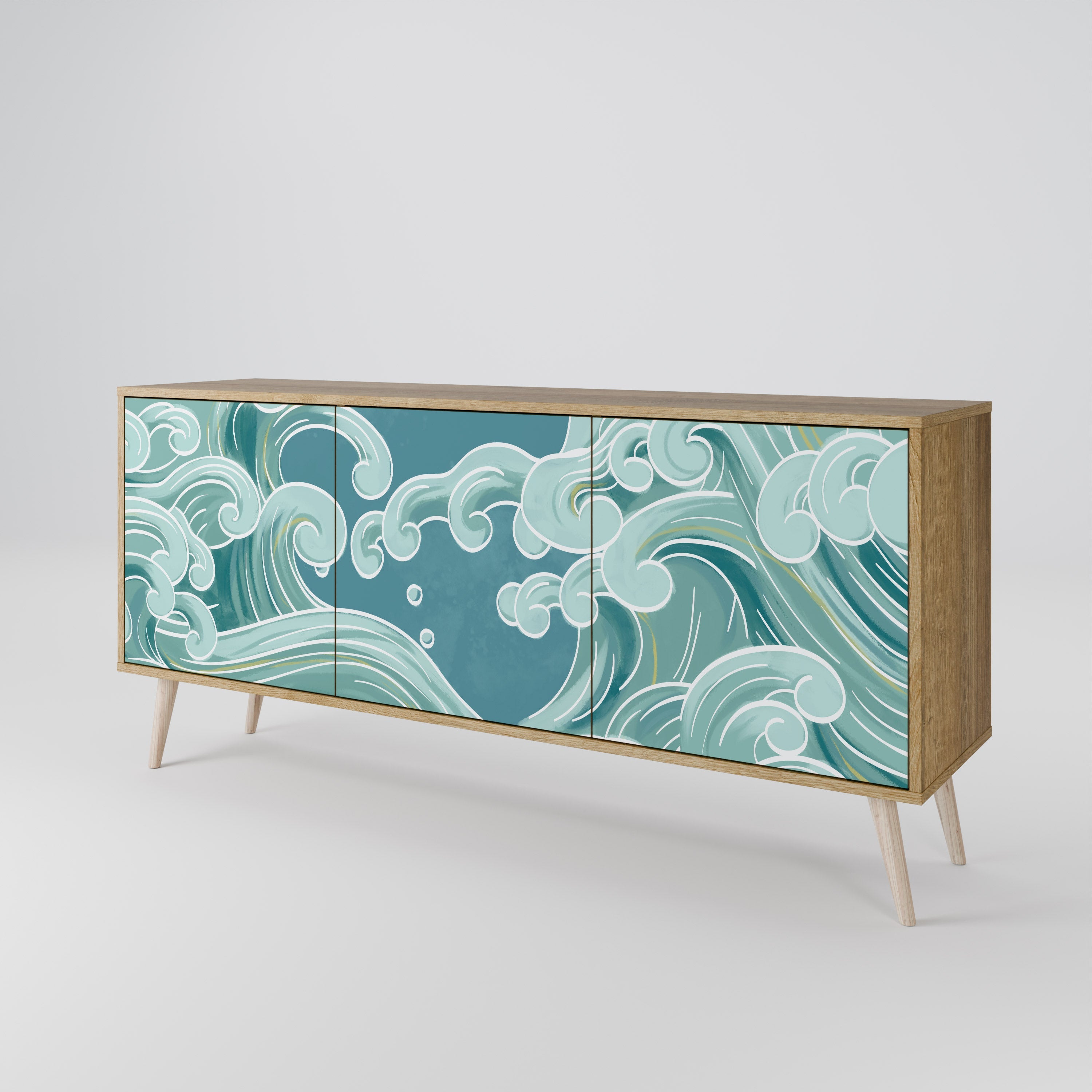 ASIAN SWAY 3-türiges Sideboard in Eichenoptik