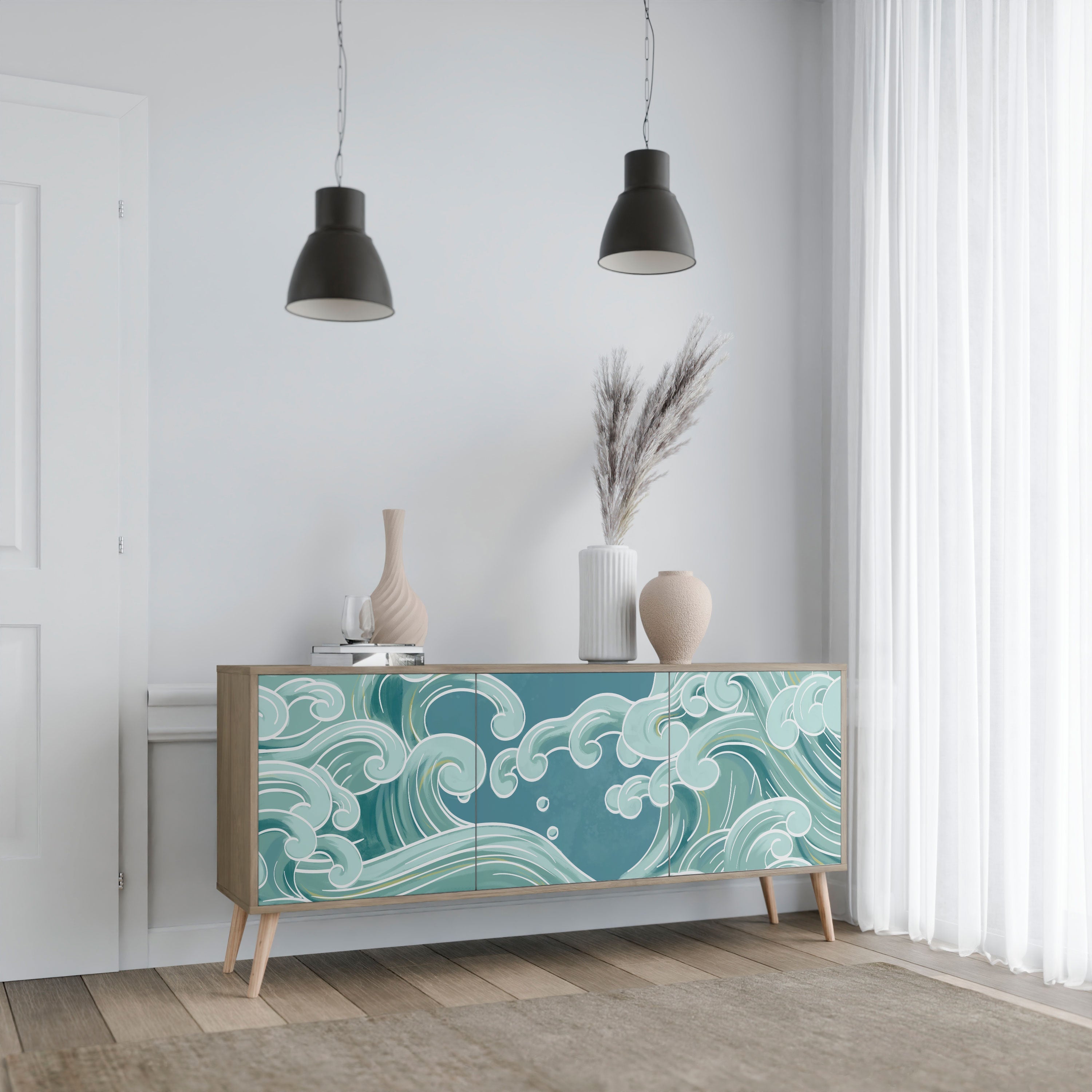 ASIAN SWAY 3-türiges Sideboard in Eichenoptik