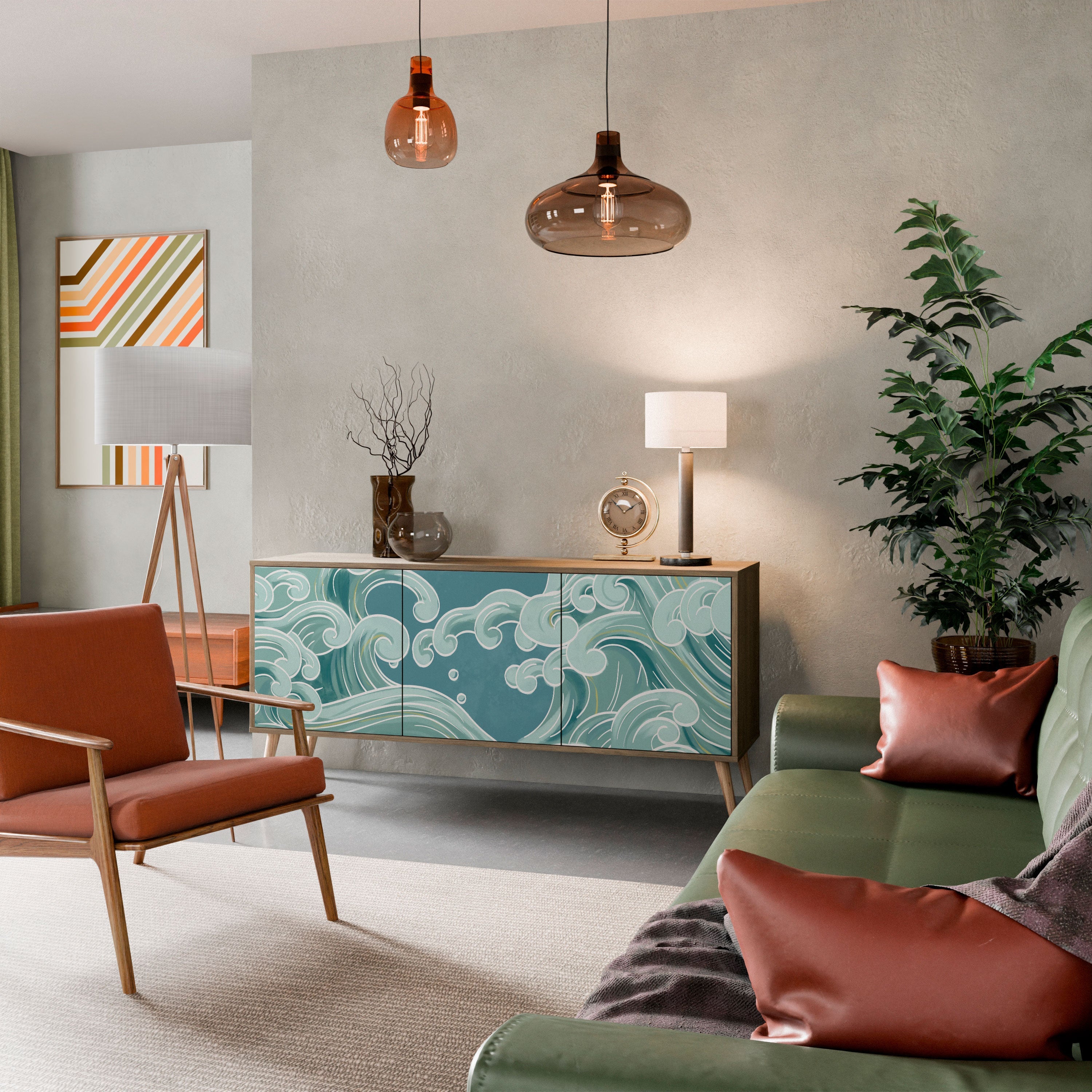 ASIAN SWAY 3-türiges Sideboard in Eichenoptik