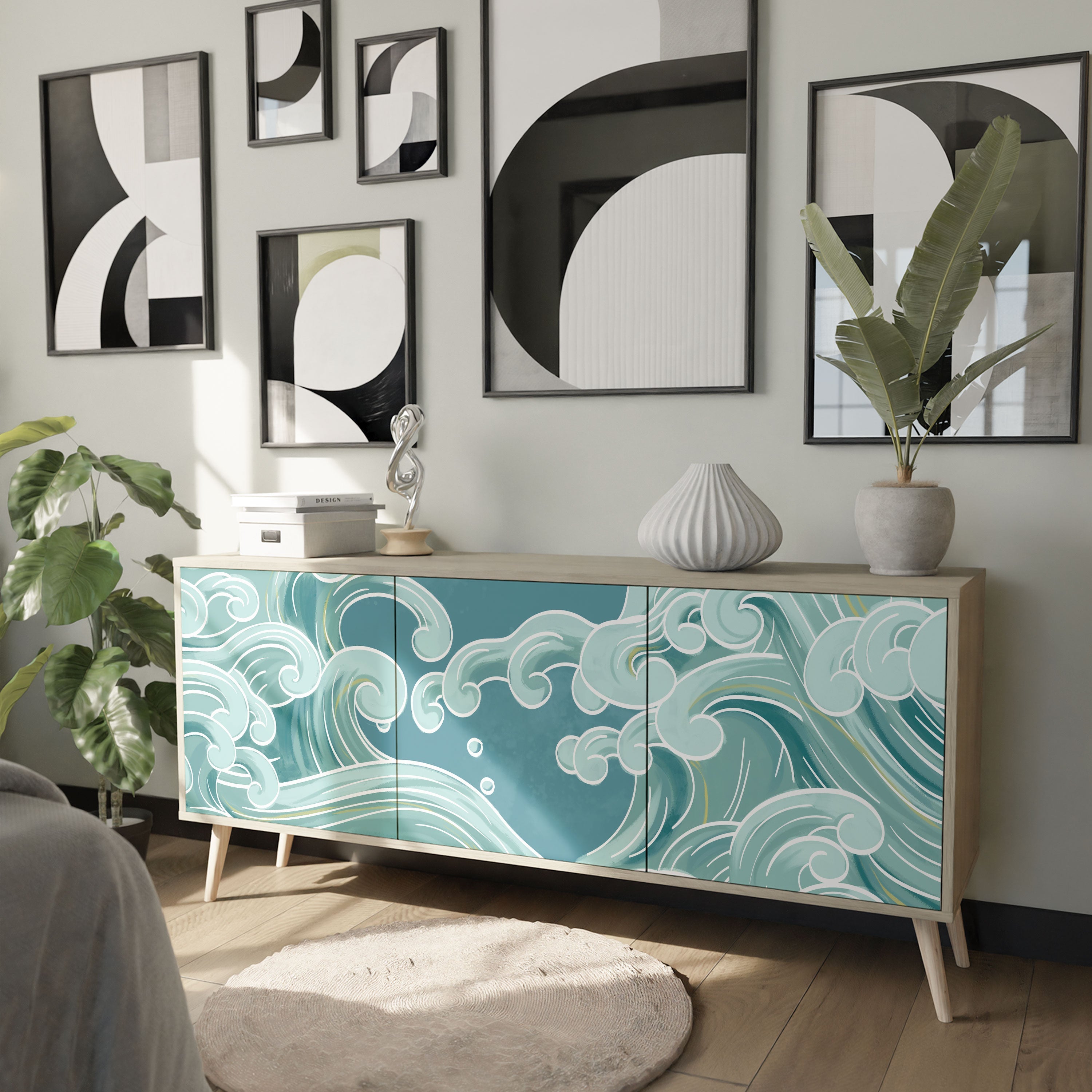 ASIAN SWAY 3-türiges Sideboard in Eichenoptik