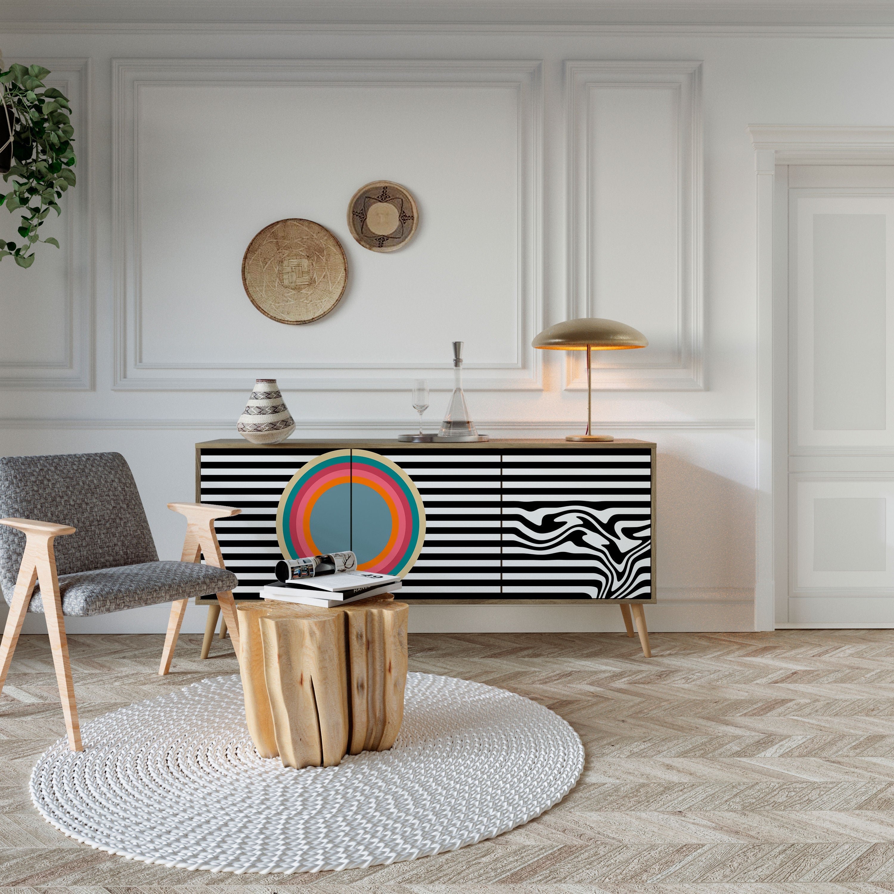 SPECTRA SHOWCASE 3-türiges Sideboard in Eichenoptik