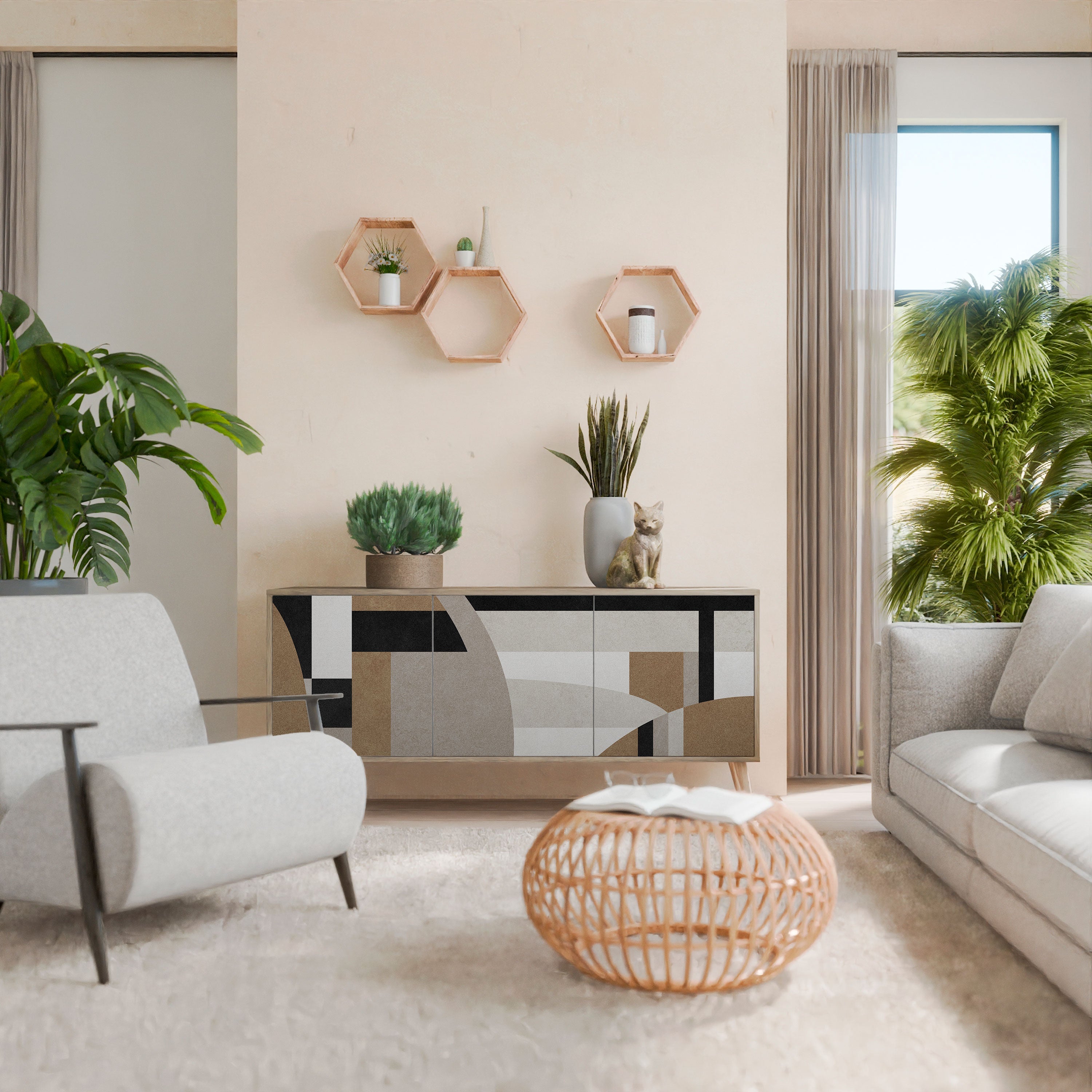 DELICATE MEMENTO 3-türiges Sideboard in Eichenoptik