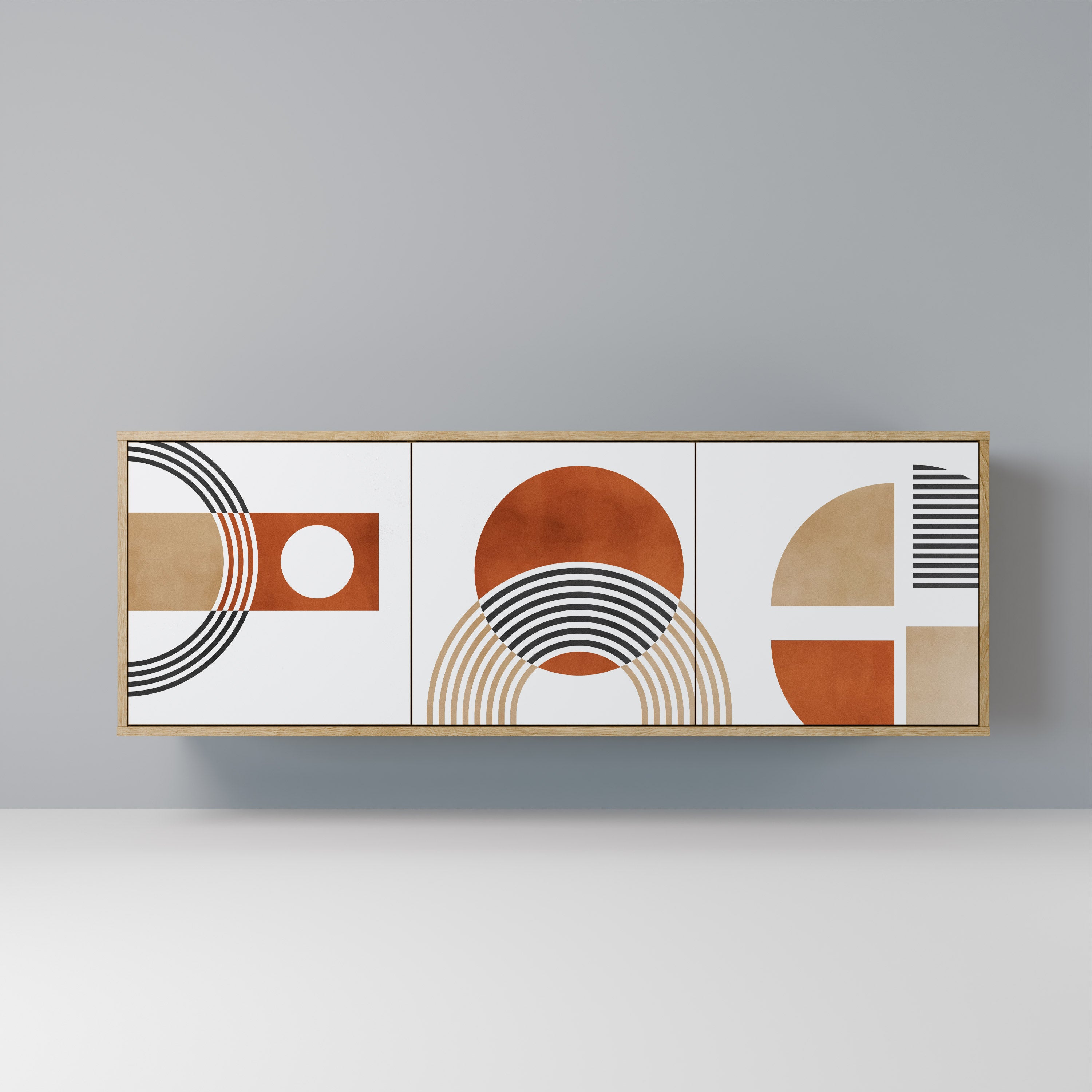 CIRCLE RHYTM Sideboard mit 3 Türen in Eichenoptik