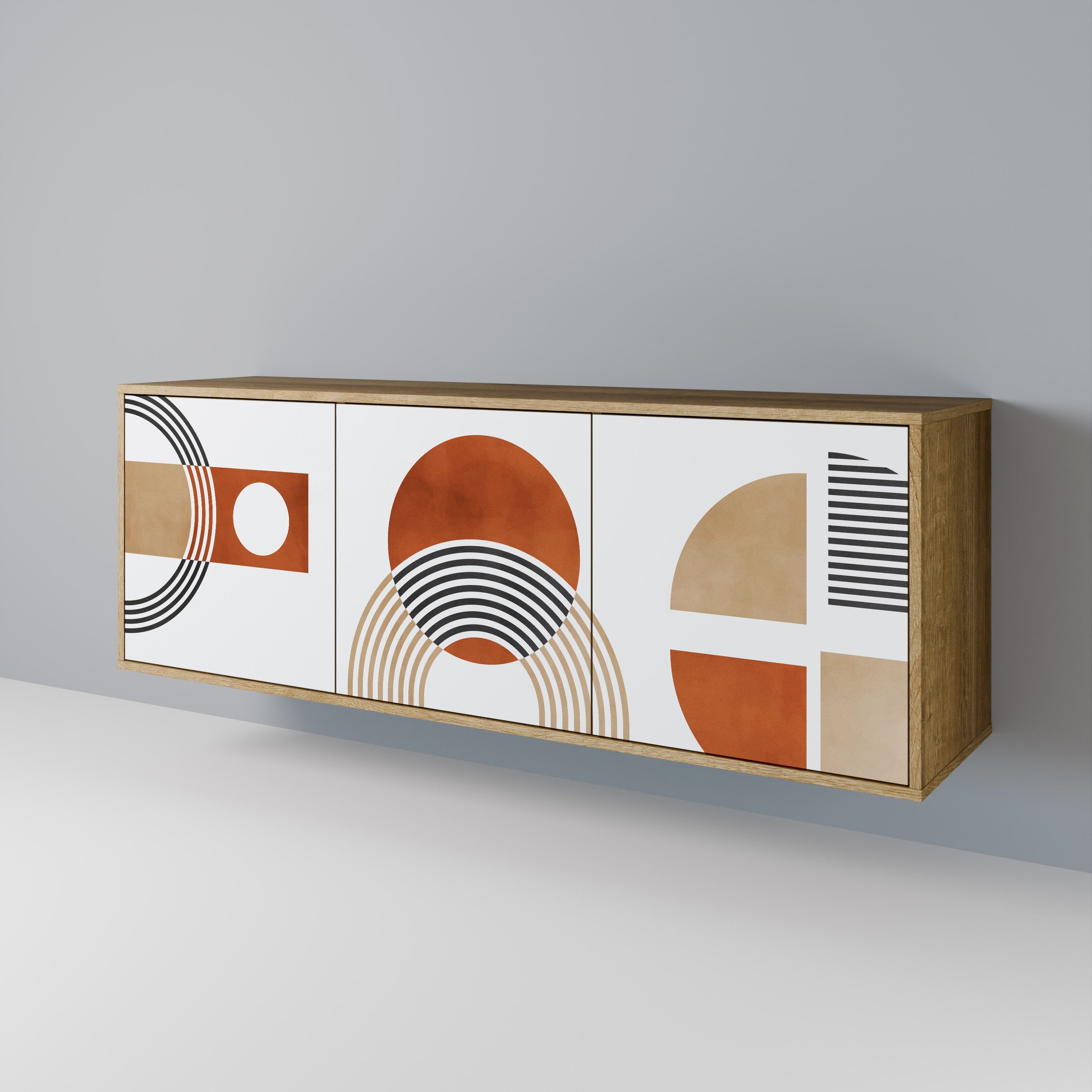 CIRCLE RHYTM Sideboard mit 3 Türen in Eichenoptik