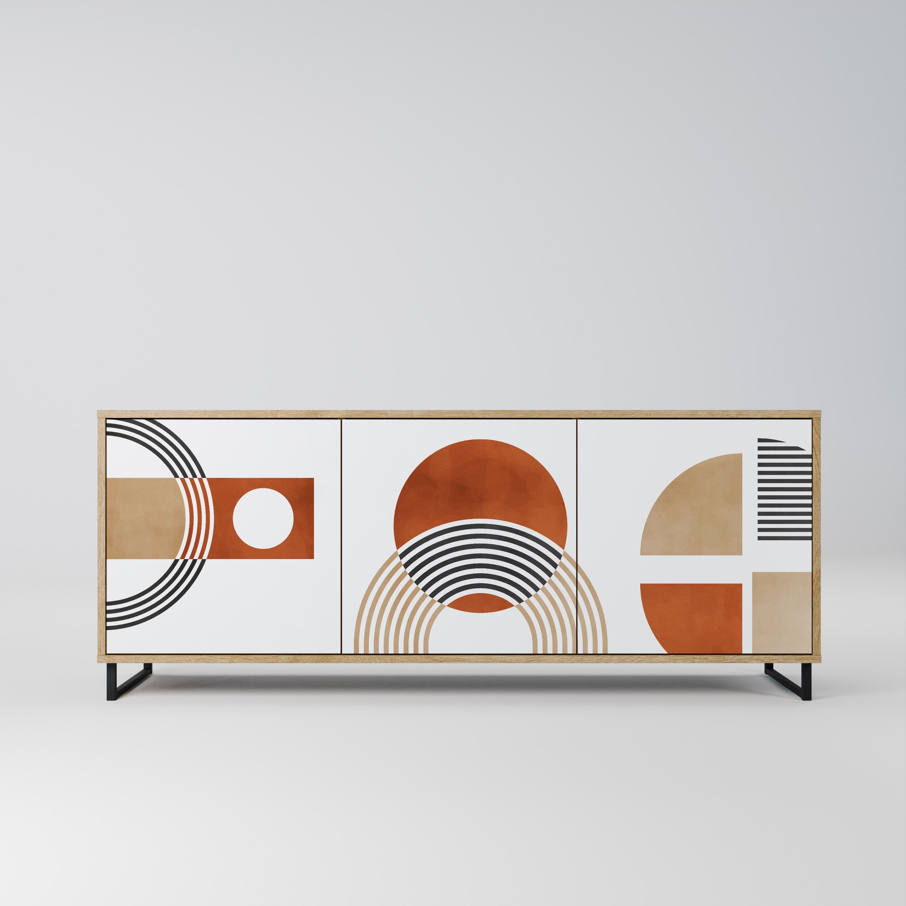 CIRCLE RHYTM Sideboard mit 3 Türen in Eichenoptik