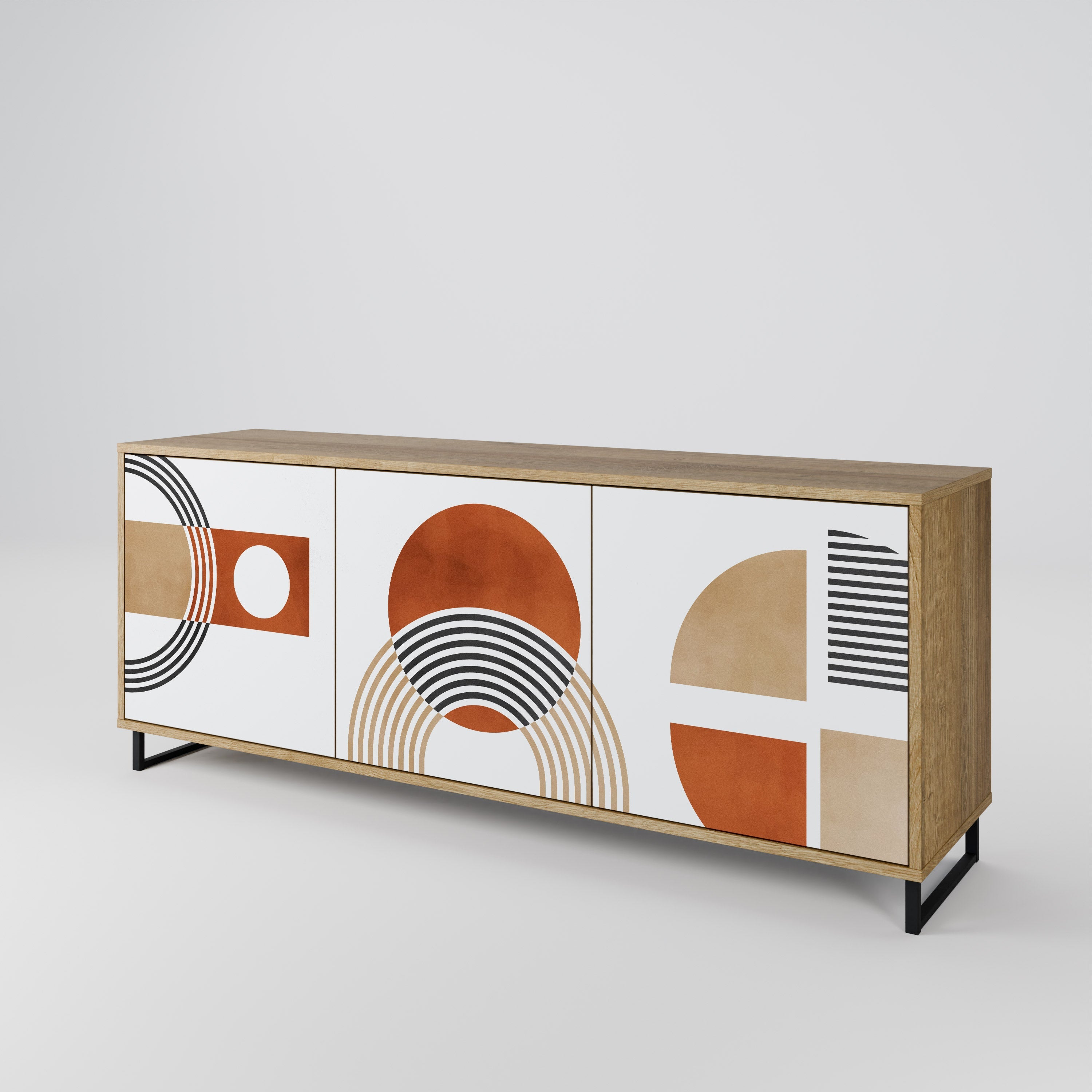 CIRCLE RHYTM Sideboard mit 3 Türen in Eichenoptik
