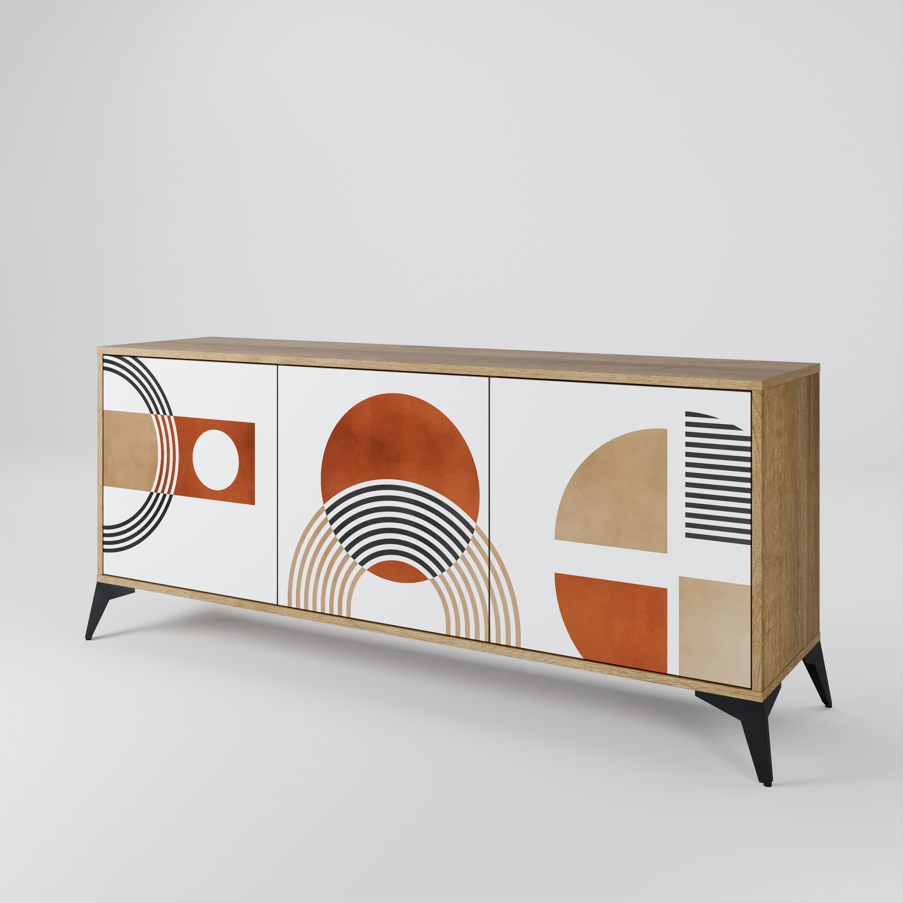 CIRCLE RHYTM Sideboard mit 3 Türen in Eichenoptik