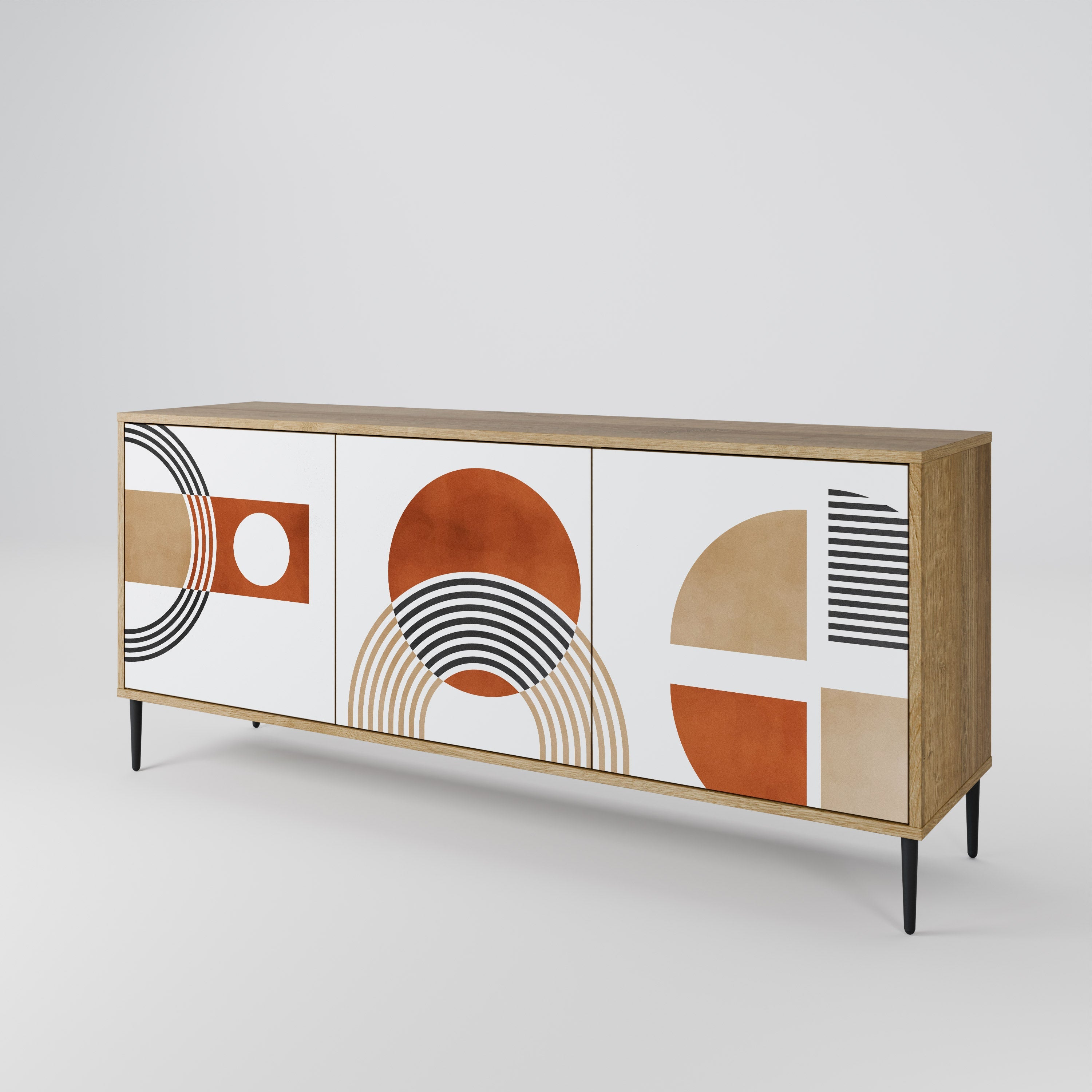 CIRCLE RHYTM Sideboard mit 3 Türen in Eichenoptik