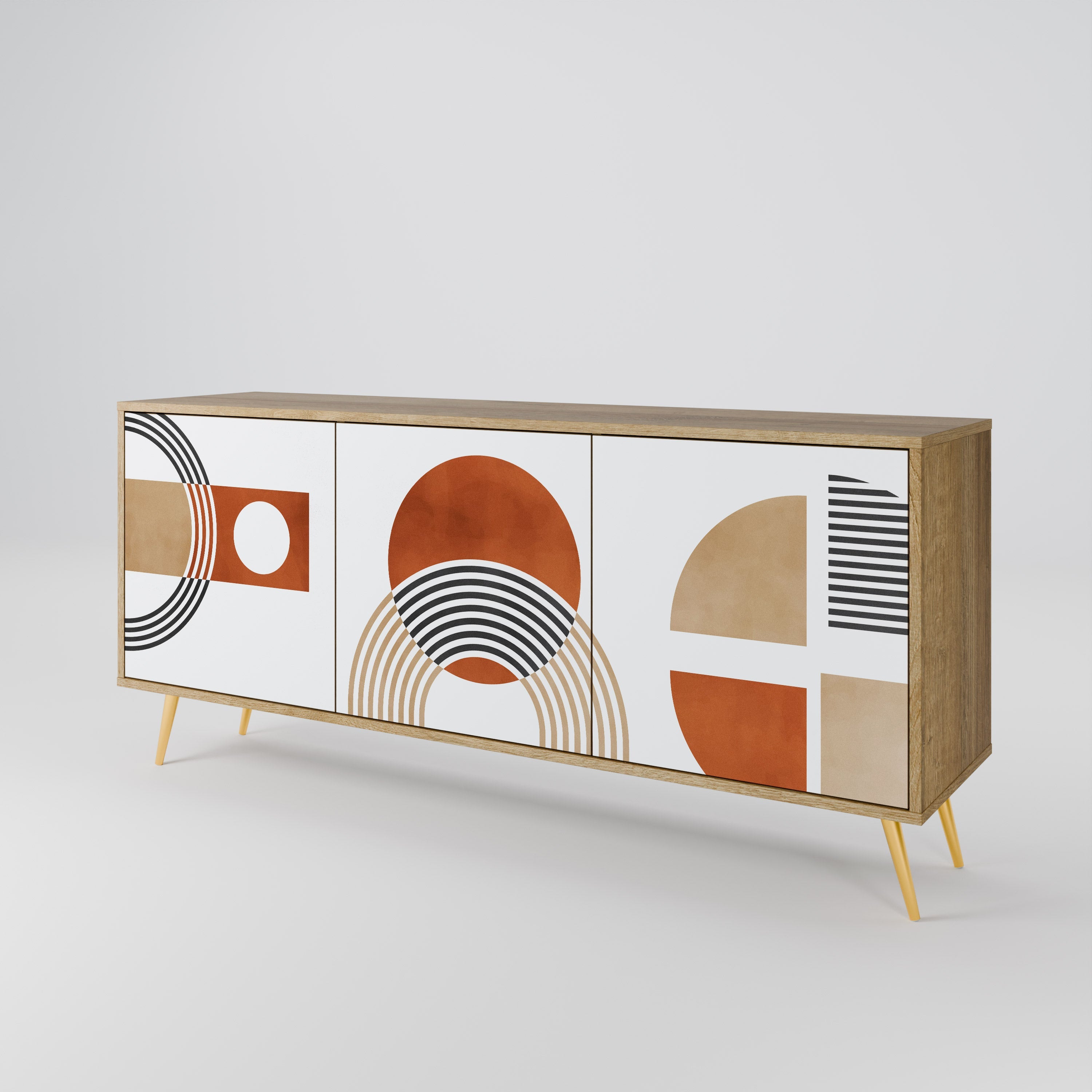CIRCLE RHYTM Sideboard mit 3 Türen in Eichenoptik