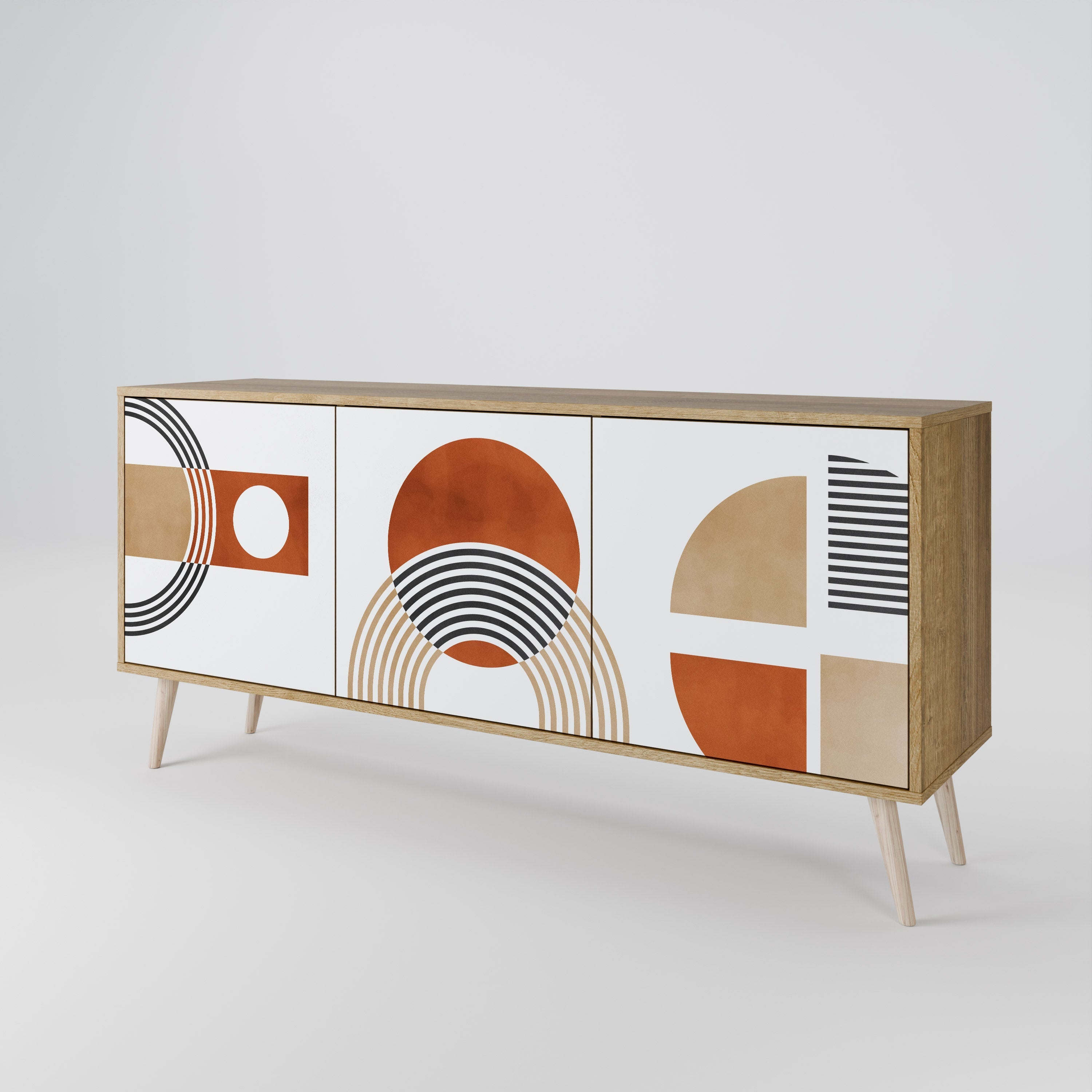 CIRCLE RHYTM Sideboard mit 3 Türen in Eichenoptik