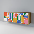 GEOMETRIC GLIMMER Sideboard mit 3 Türen in Eiche-Optik