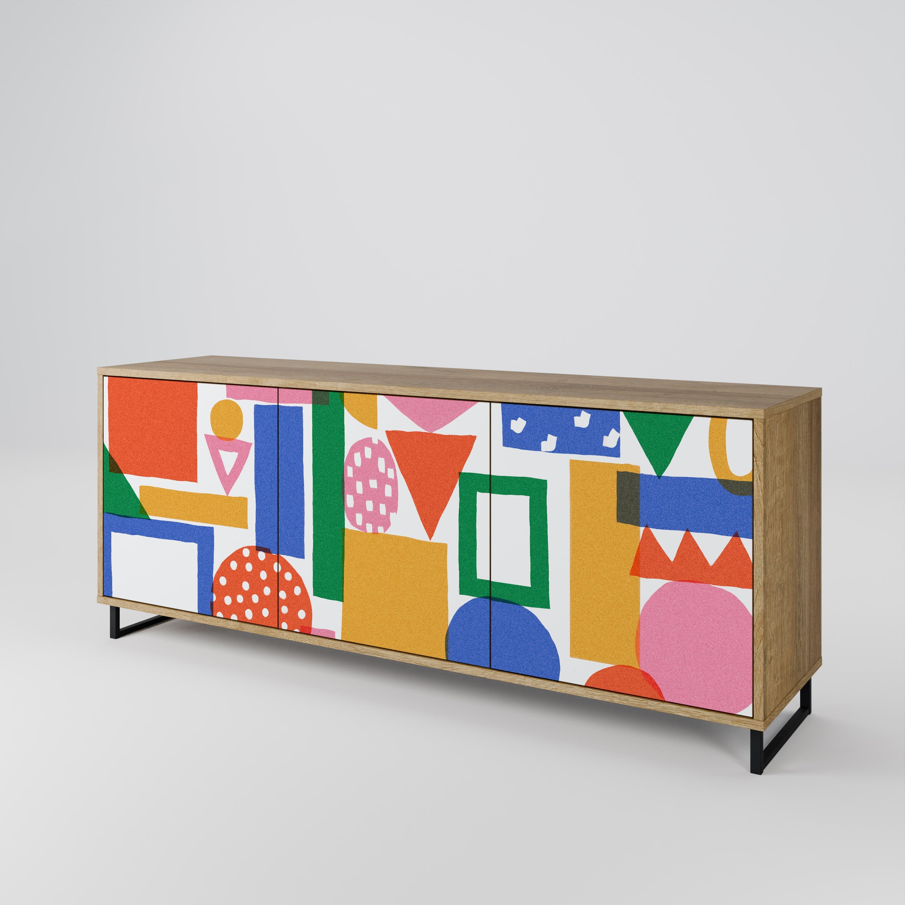 GEOMETRIC GLIMMER 3-türiges Sideboard in Eichenoptik