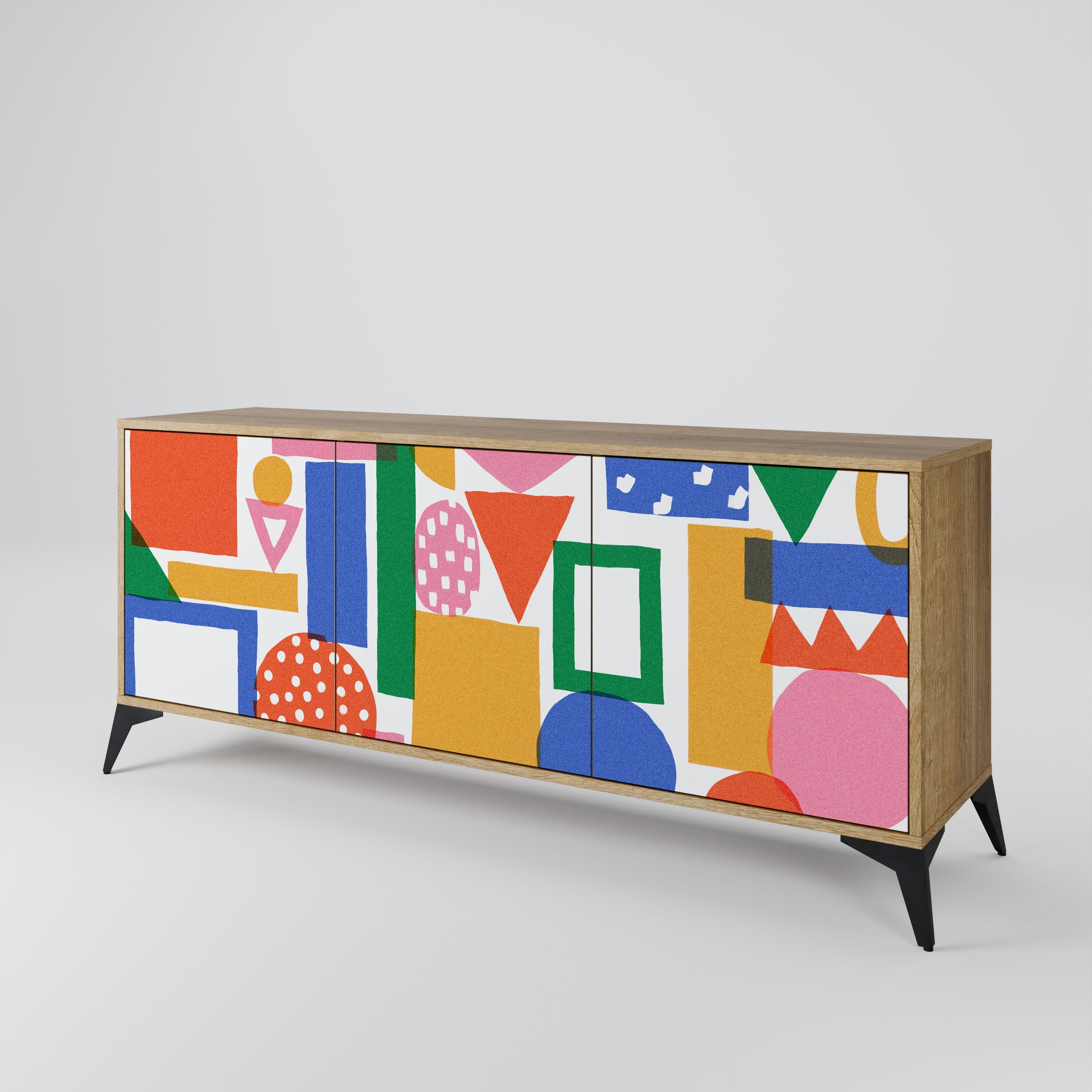GEOMETRIC GLIMMER 3-türiges Sideboard in Eichenoptik