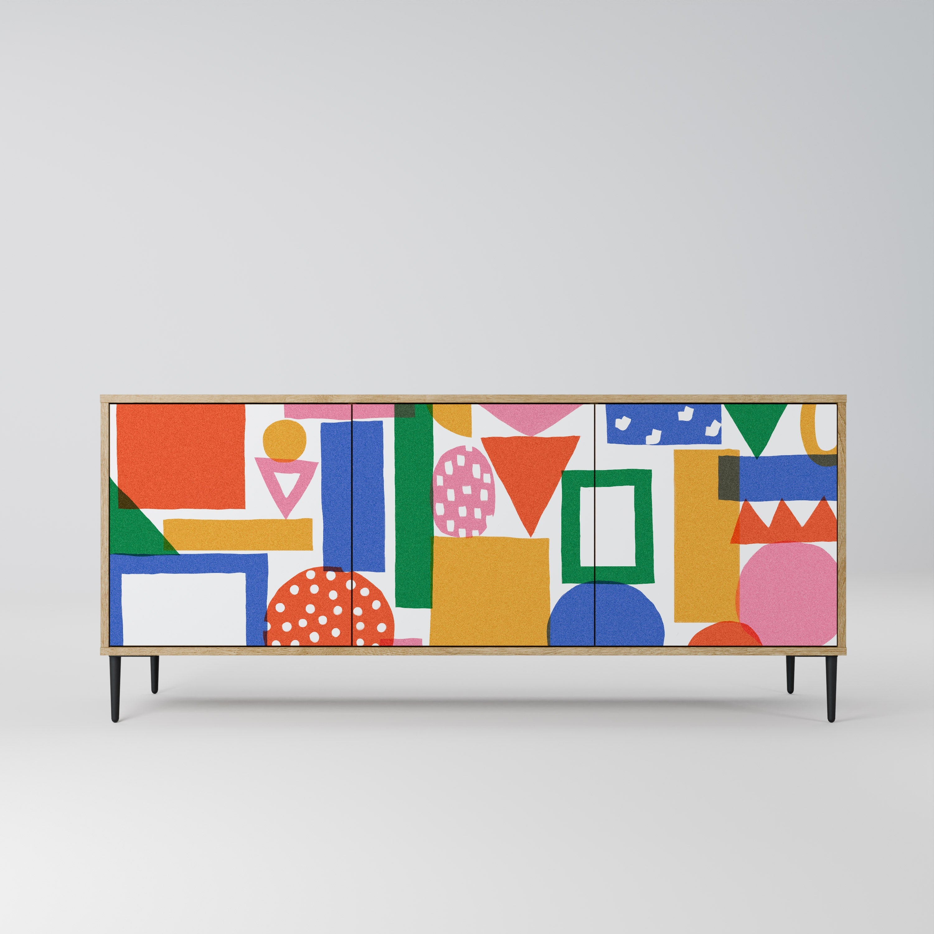 GEOMETRIC GLIMMER 3-türiges Sideboard in Eichenoptik