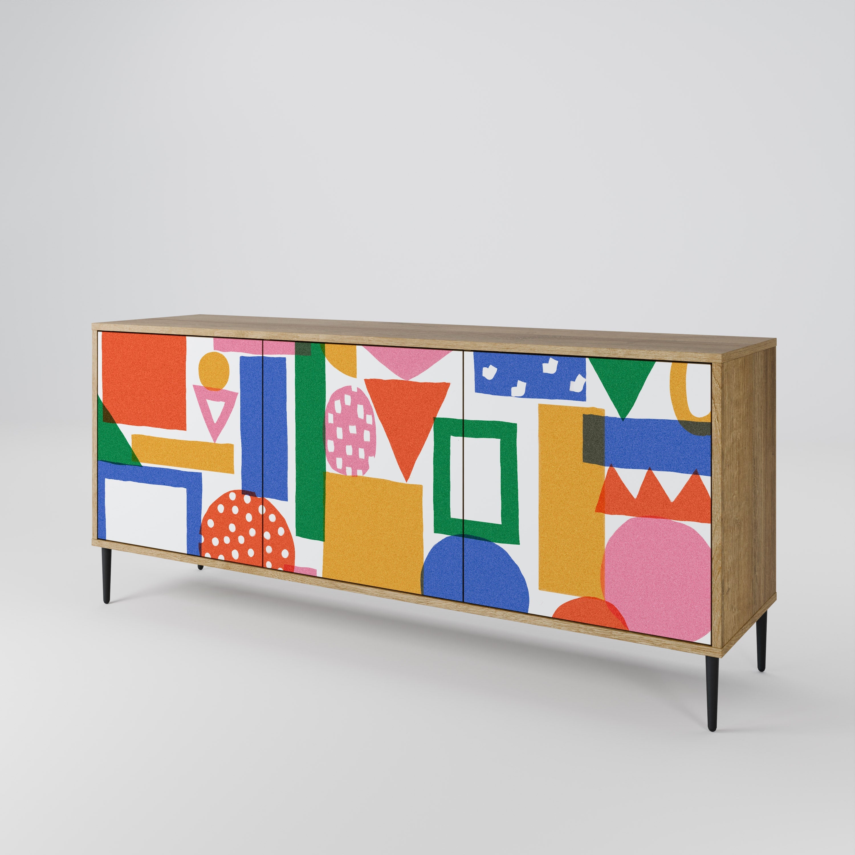 GEOMETRIC GLIMMER 3-türiges Sideboard in Eichenoptik