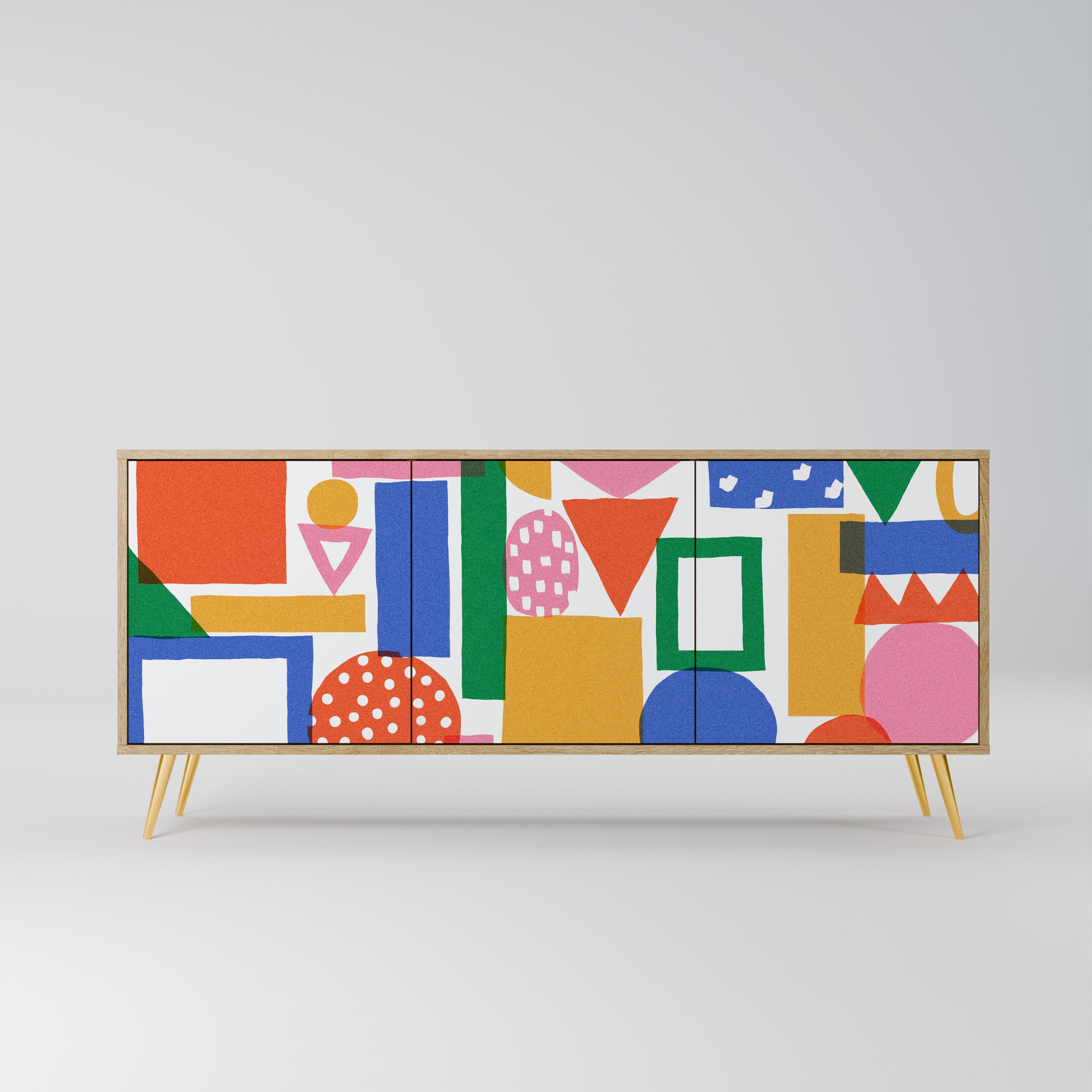 GEOMETRIC GLIMMER 3-türiges Sideboard in Eichenoptik