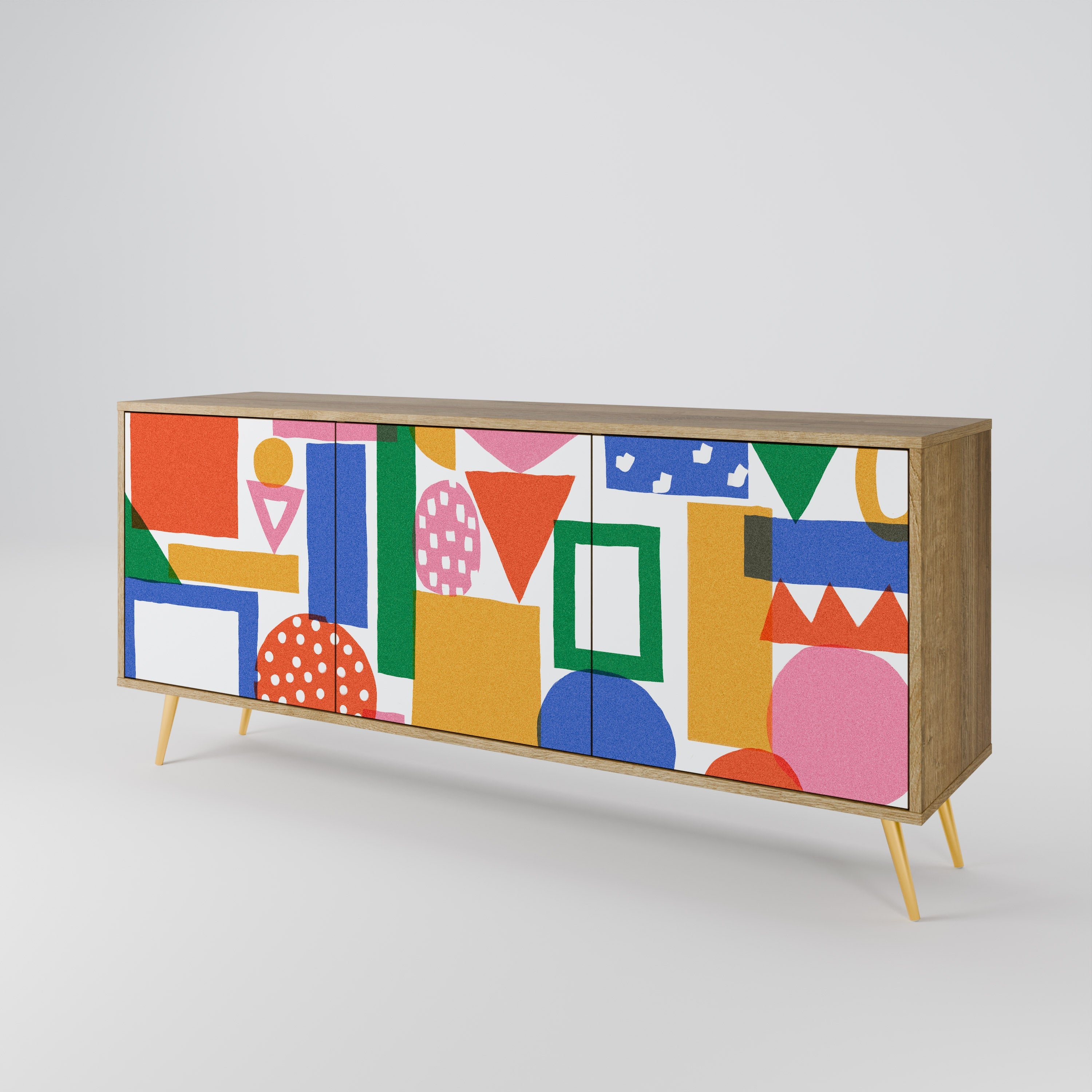 GEOMETRIC GLIMMER 3-türiges Sideboard in Eichenoptik