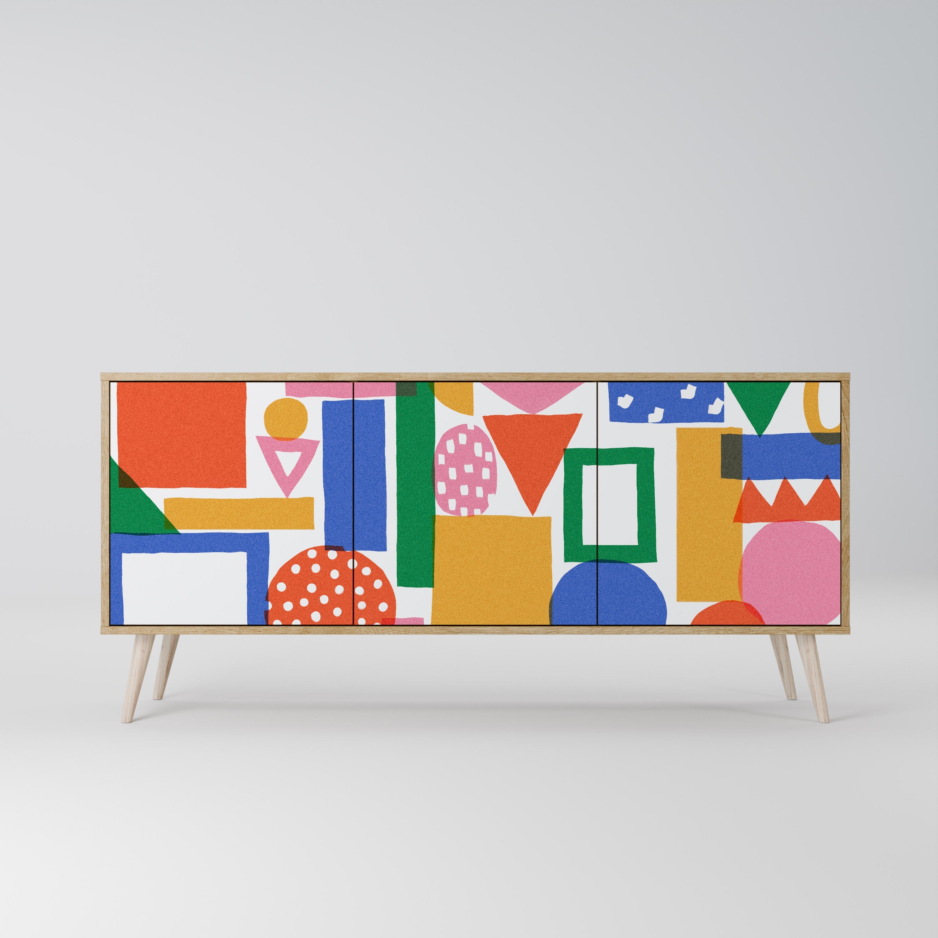 GEOMETRIC GLIMMER 3-türiges Sideboard in Eichenoptik