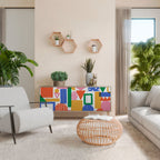 GEOMETRIC GLIMMER Sideboard mit 3 Türen in Eiche-Optik