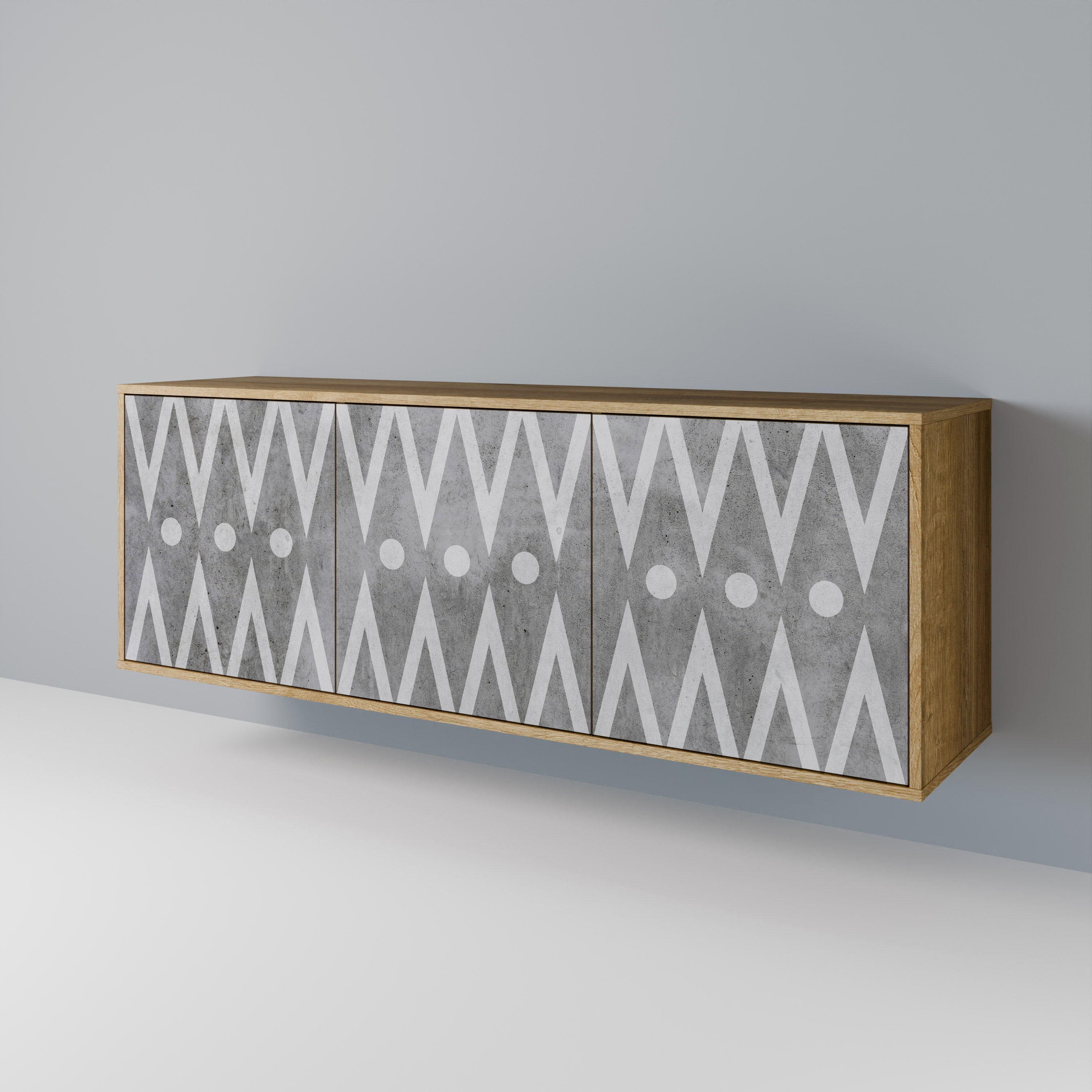 SHARP EDGES 3-türiges Sideboard in Eichenoptik