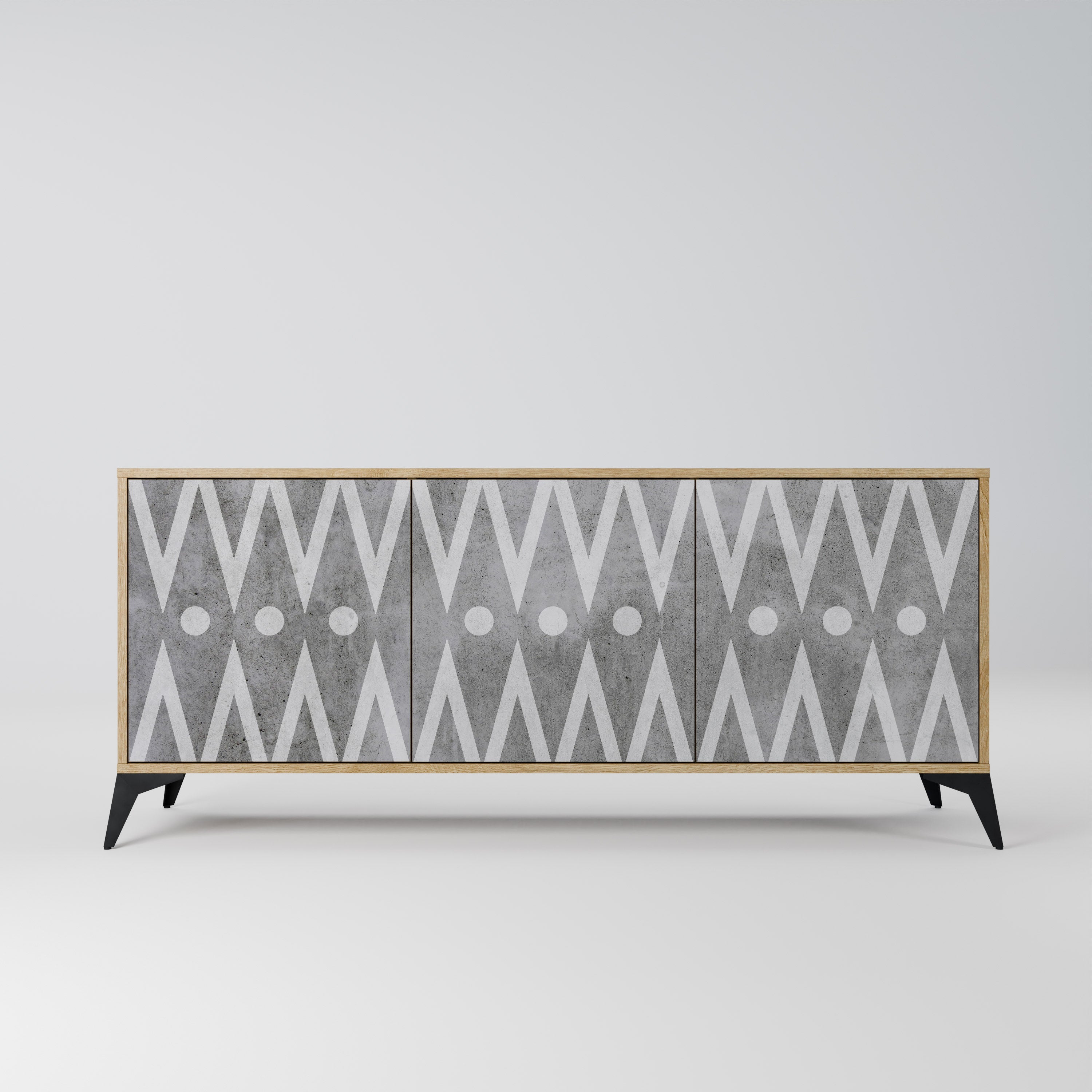 SHARP EDGES 3-türiges Sideboard in Eichenoptik