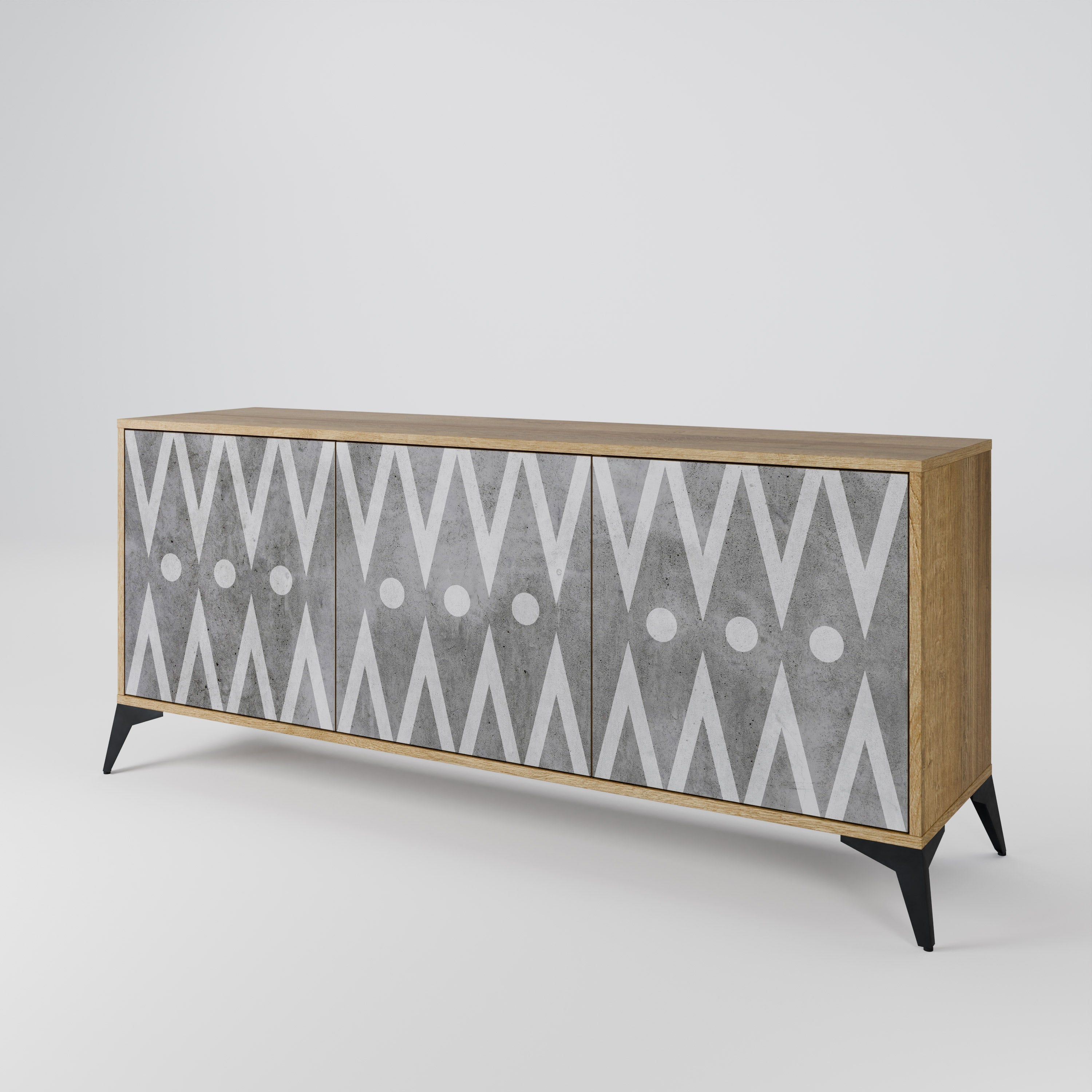 SHARP EDGES 3-türiges Sideboard in Eichenoptik