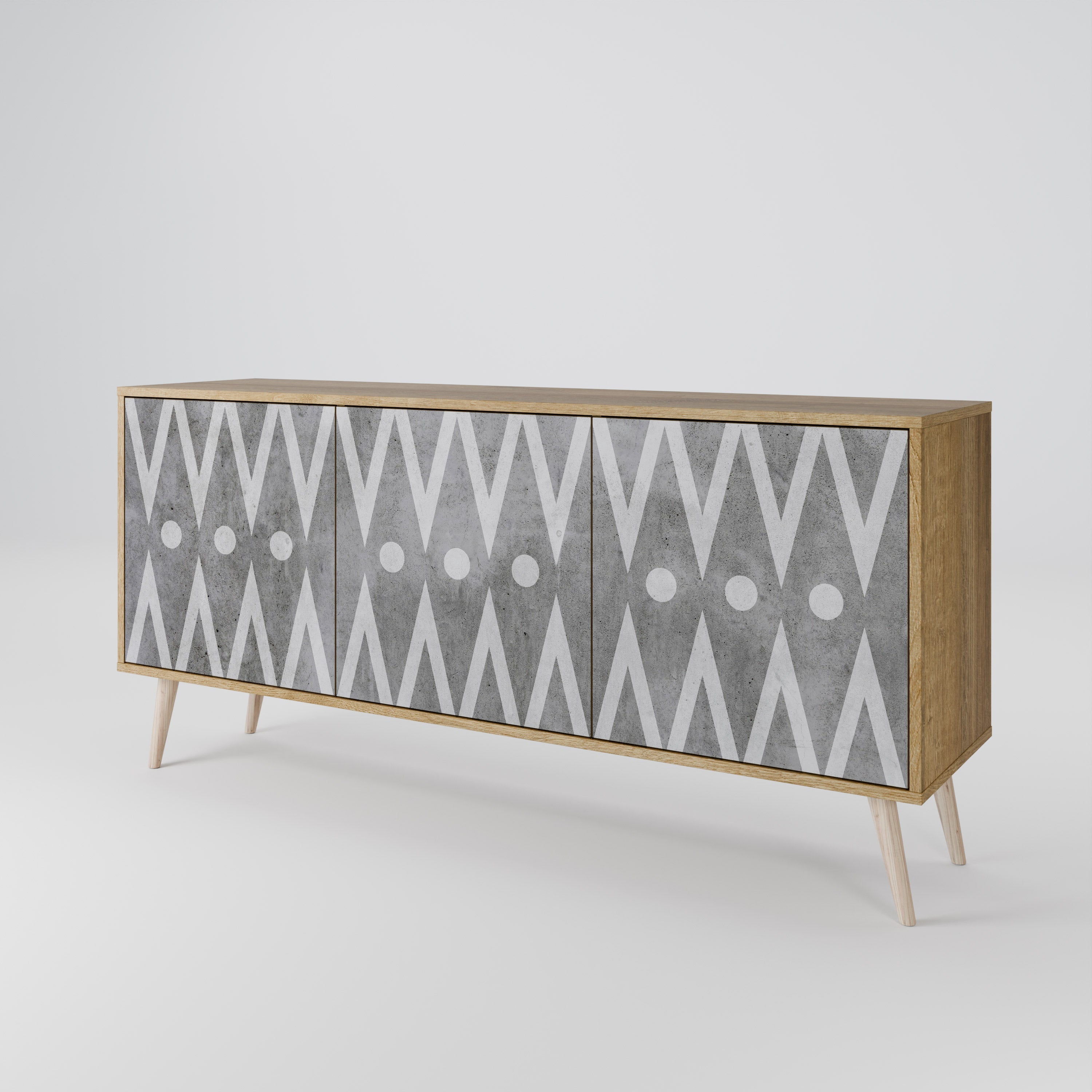 SHARP EDGES 3-türiges Sideboard in Eichenoptik