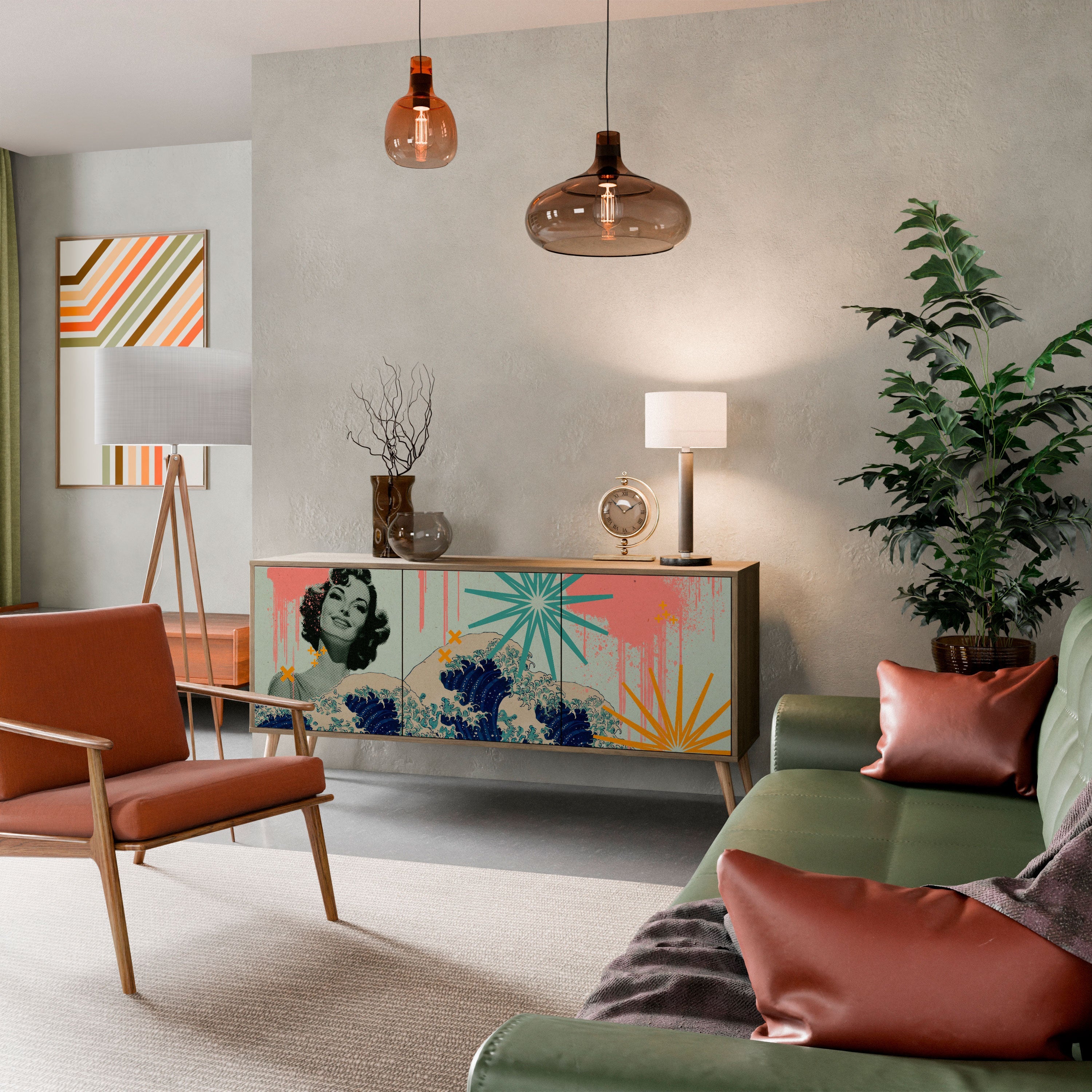 KANAGAWA BEAUTY 3-türiges Sideboard in Eichenoptik