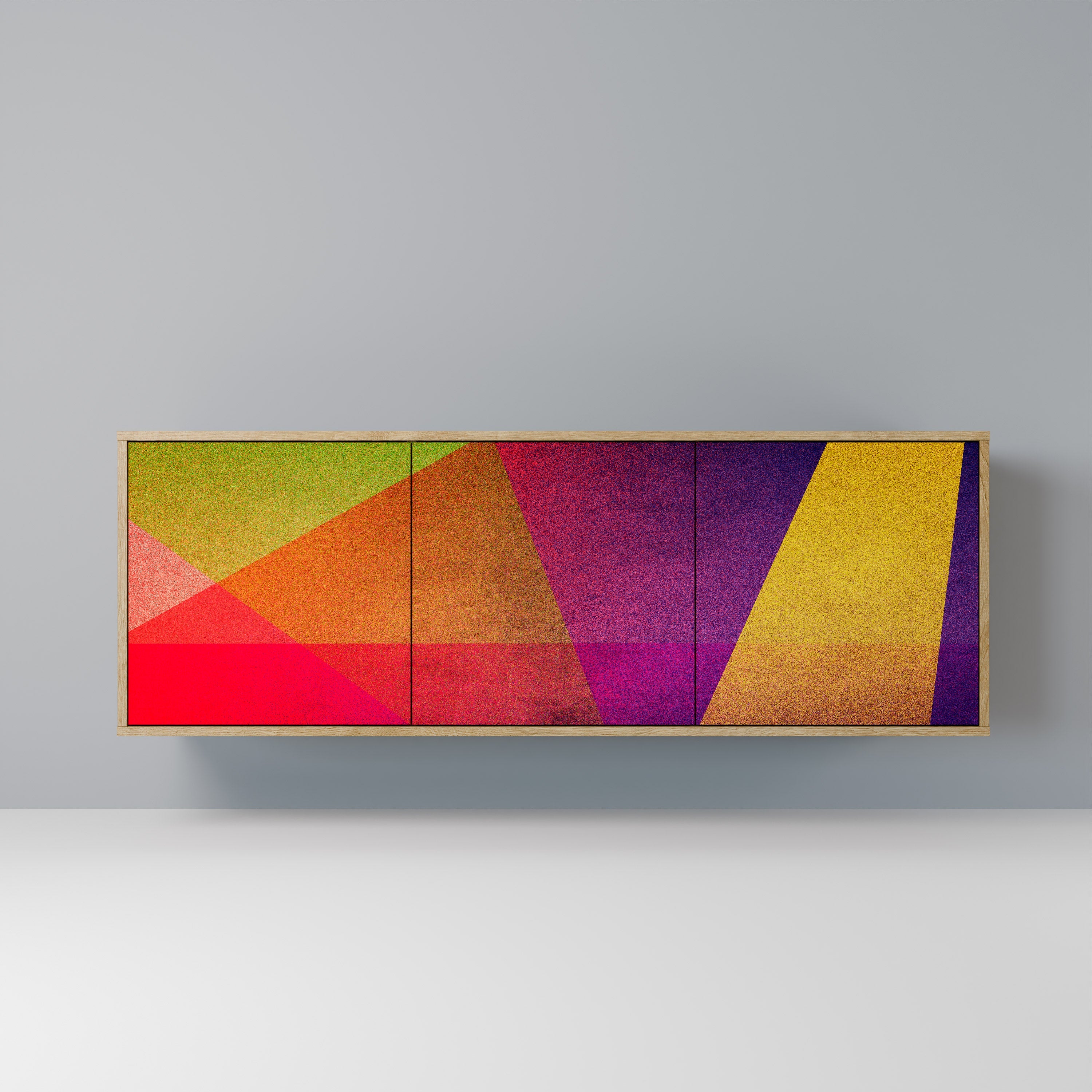 VIVID GEOMETRY 3-türiges Sideboard in Eichenoptik