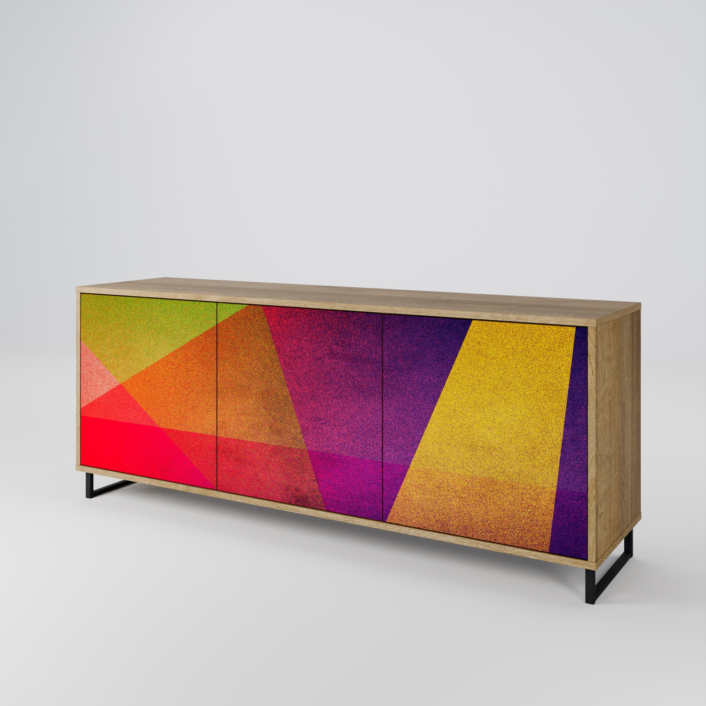 VIVID GEOMETRY 3-türiges Sideboard in Eichenoptik