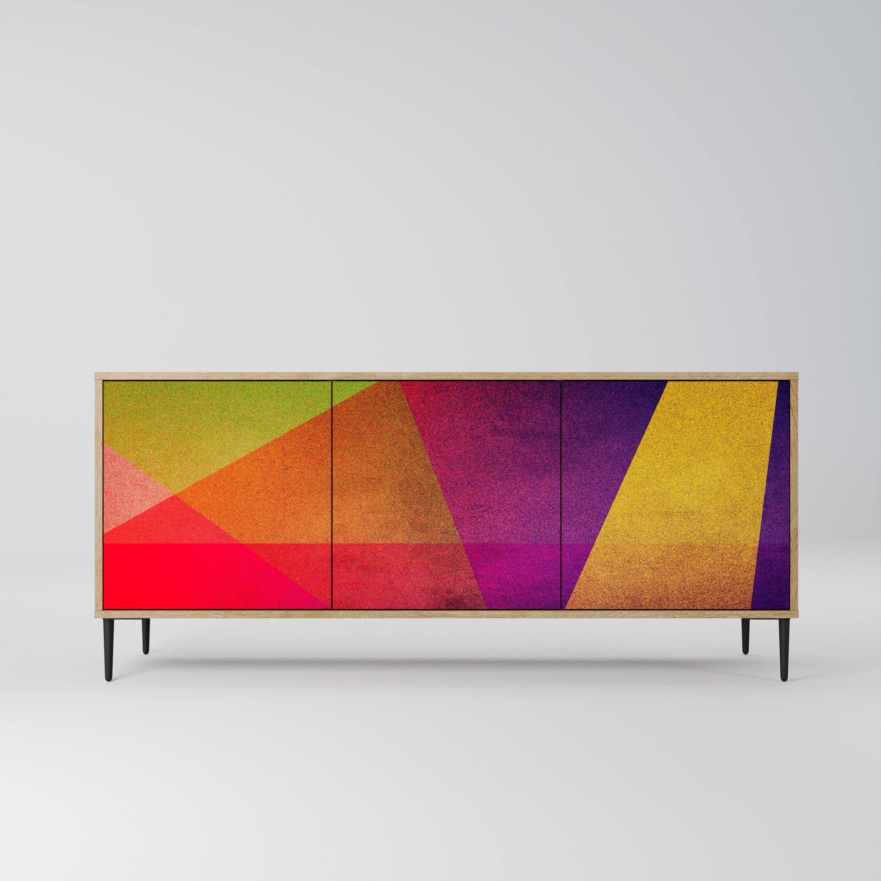 VIVID GEOMETRY 3-türiges Sideboard in Eichenoptik