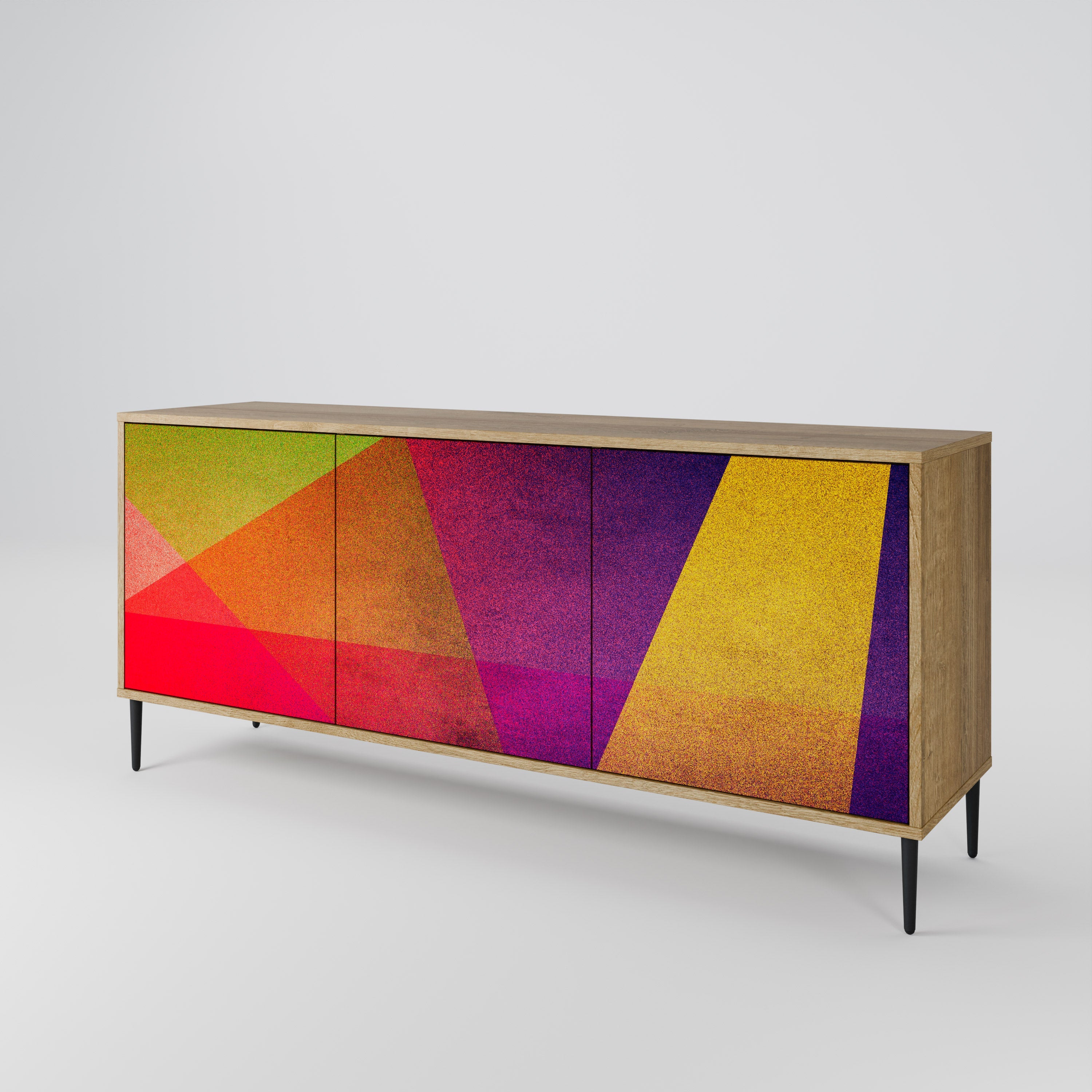 VIVID GEOMETRY 3-türiges Sideboard in Eichenoptik