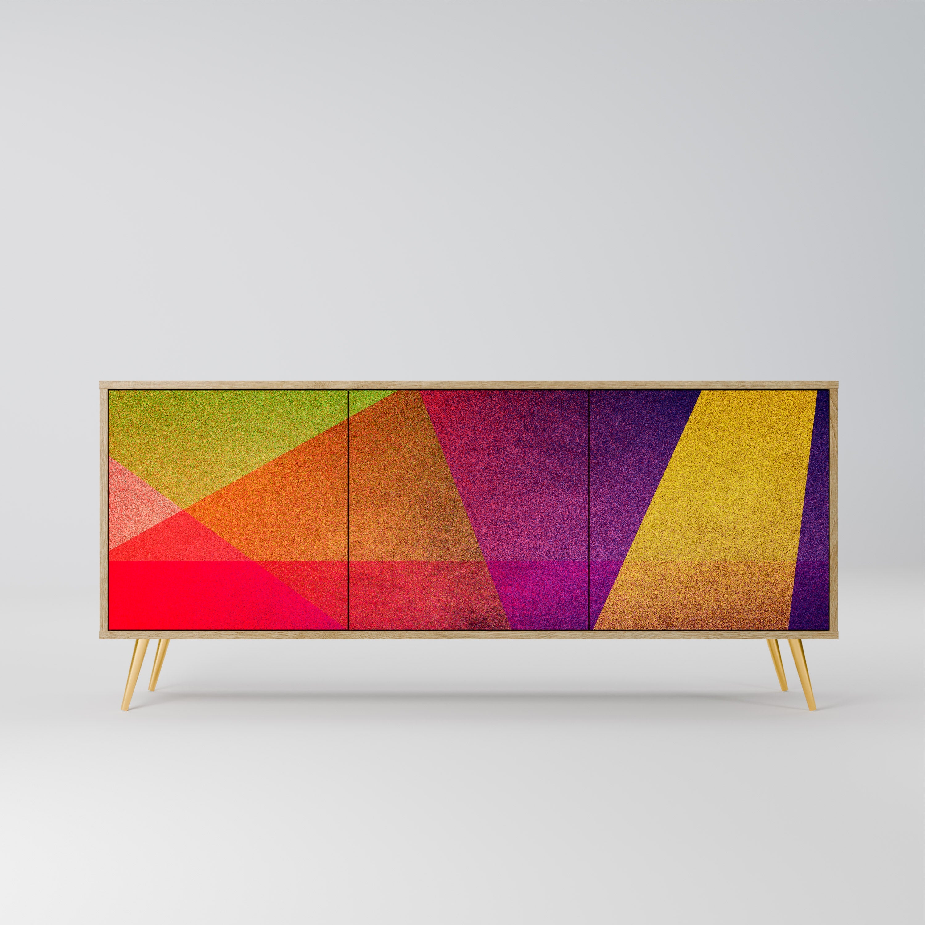 VIVID GEOMETRY 3-türiges Sideboard in Eichenoptik